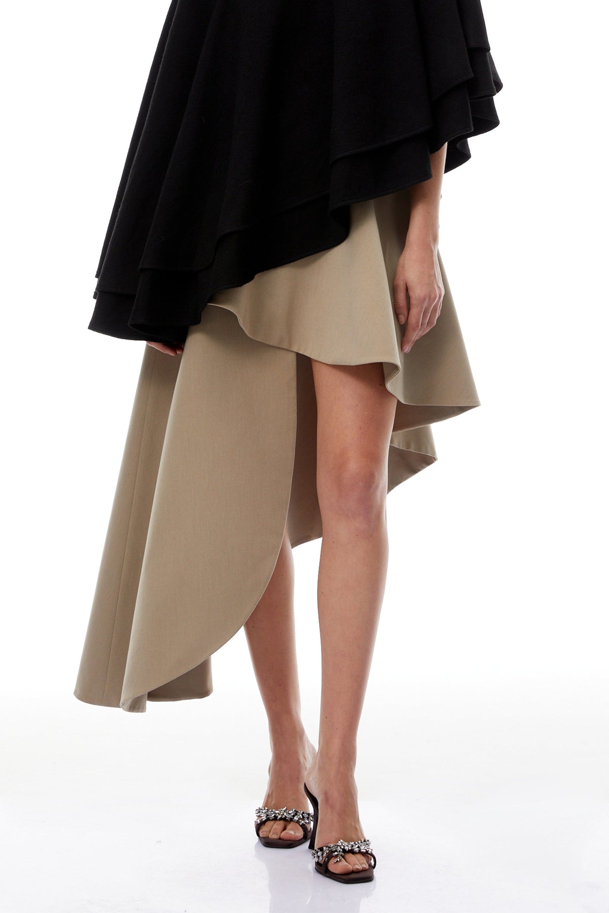 Filomena Grey Draped Asymmetrical Mini Skirt