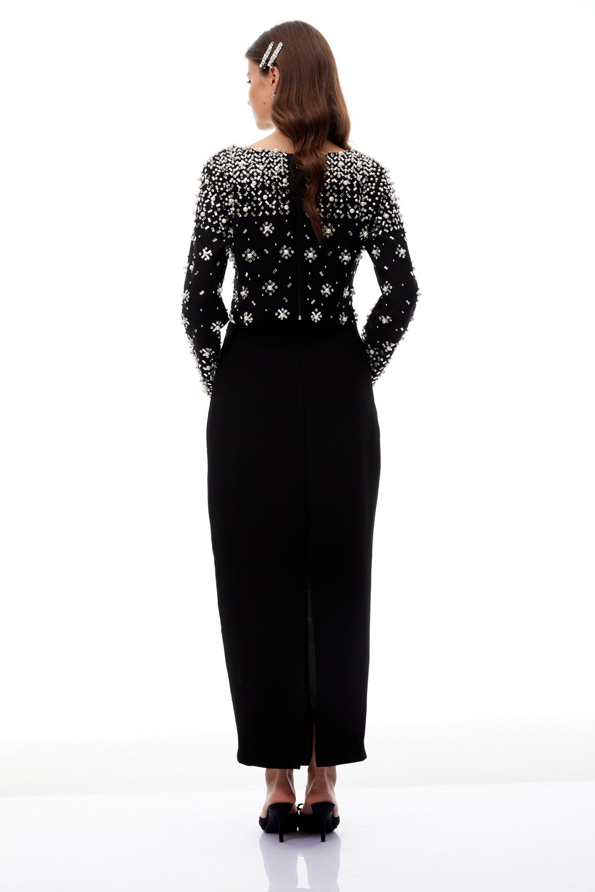 Denise Black Fully Embellished Blouse & Skirt Set
