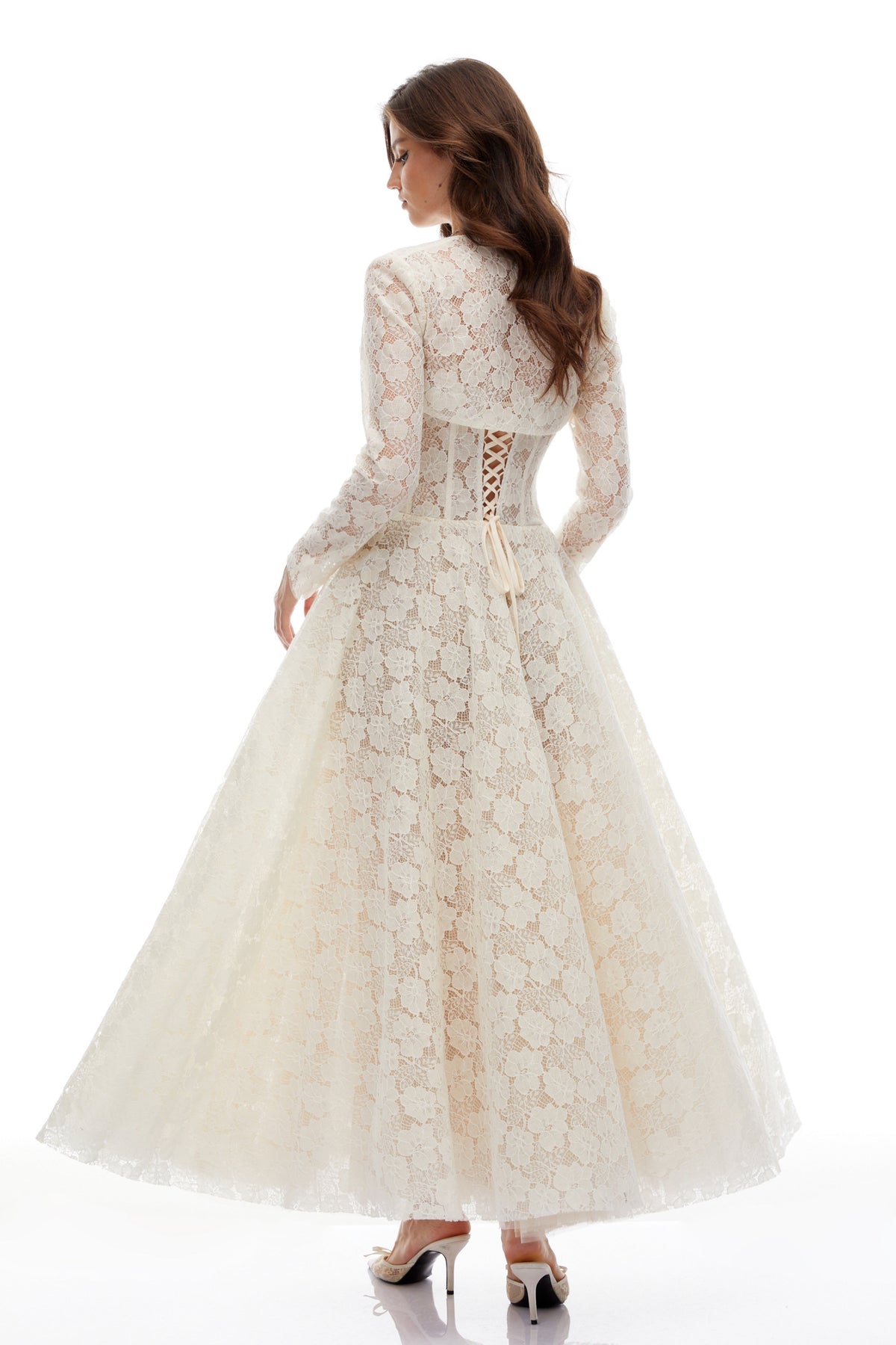 Celina White Lace Corset Maxi Gown