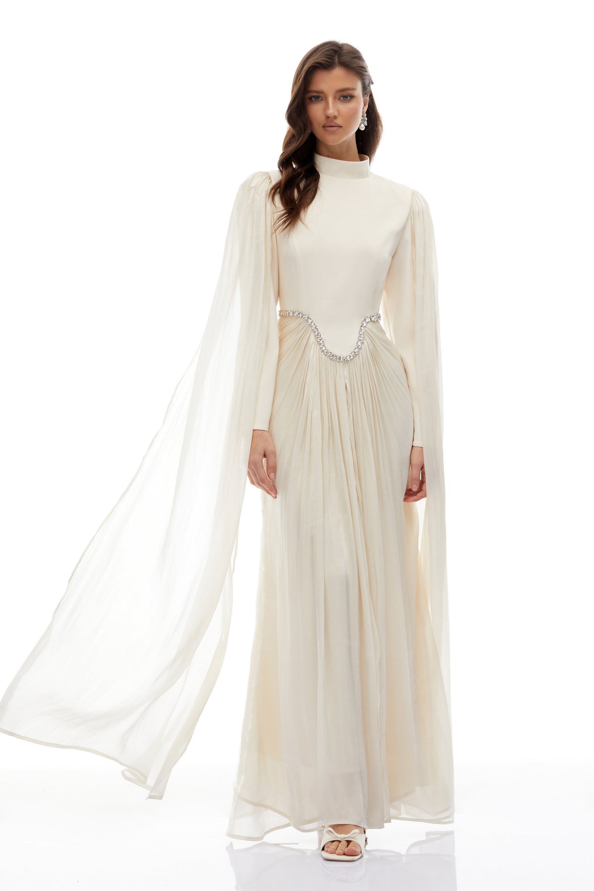 Andrine White Crystal Embellished Maxi Dress (Final Sale)