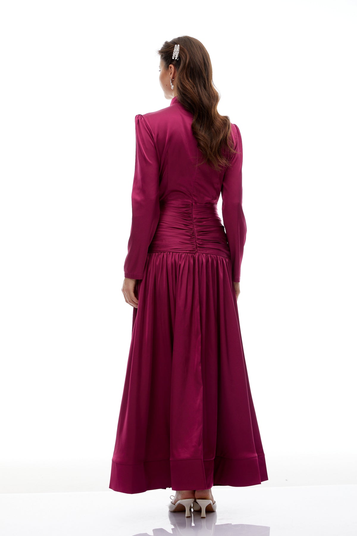 Faithe Rose Purple Bow Ruched Maxi Dress