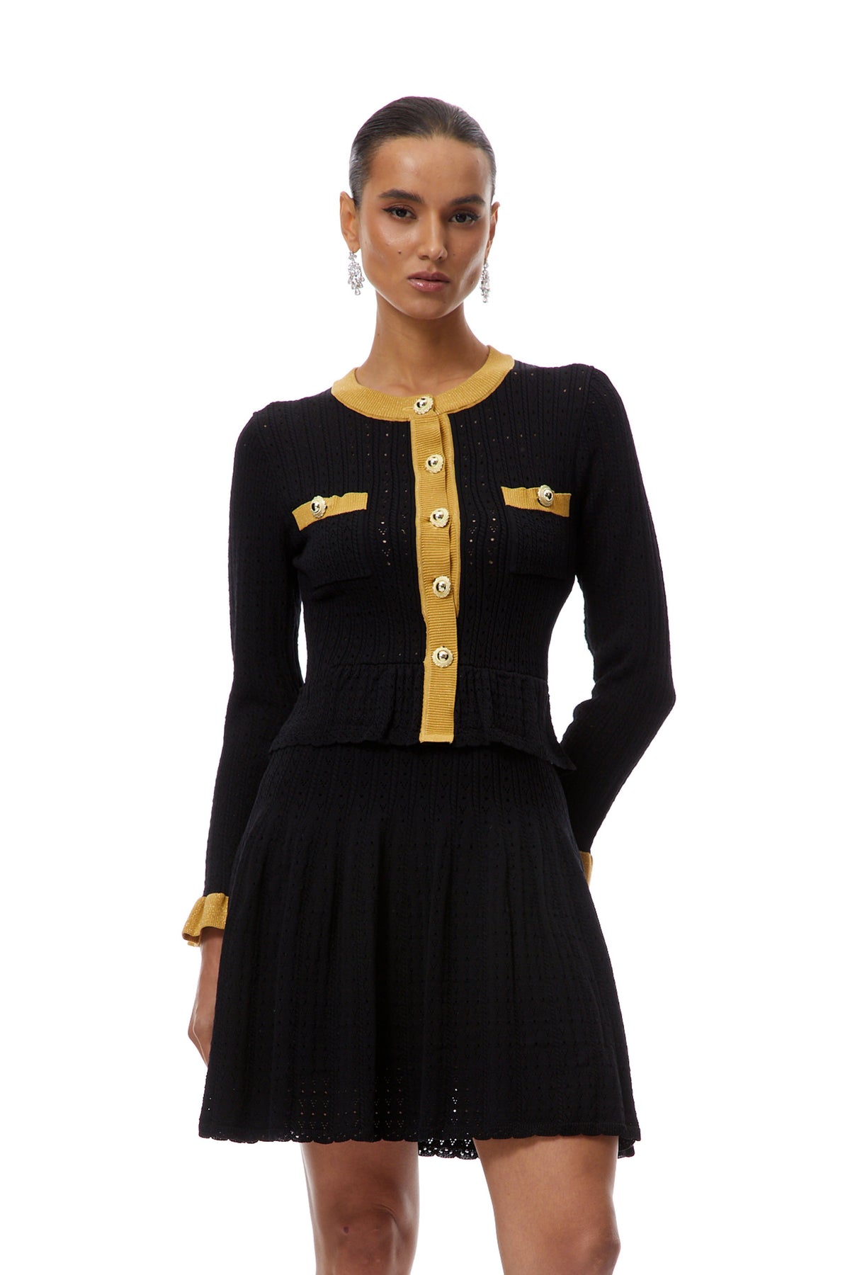Khloe Black Color Block Knit Mini Dress (Final Sale)