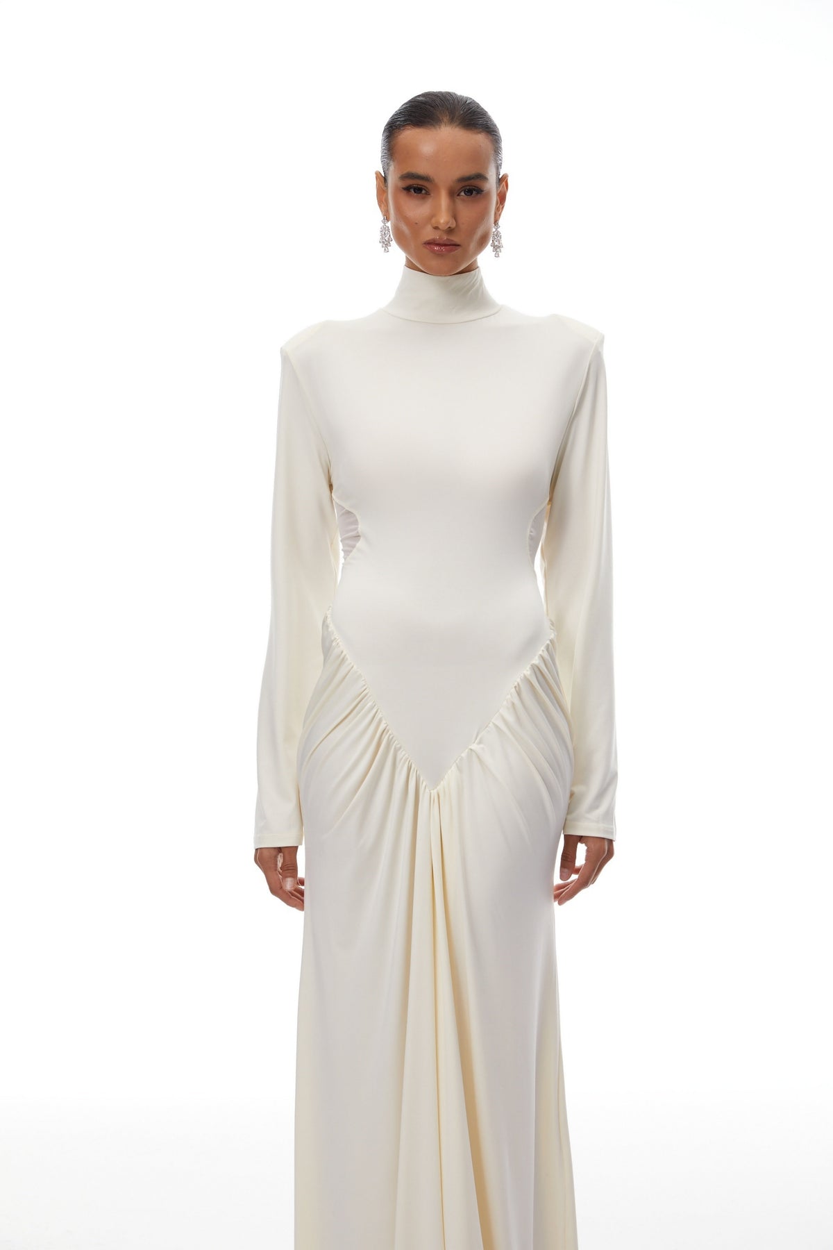 Harriet White Cut Out Ruched Maxi Dress