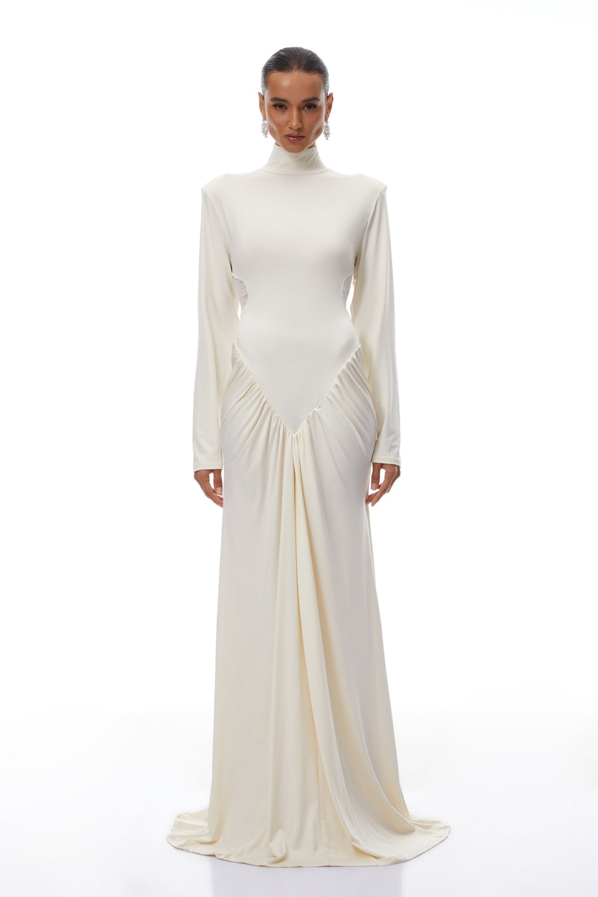 Harriet White Cut Out Ruched Maxi Dress