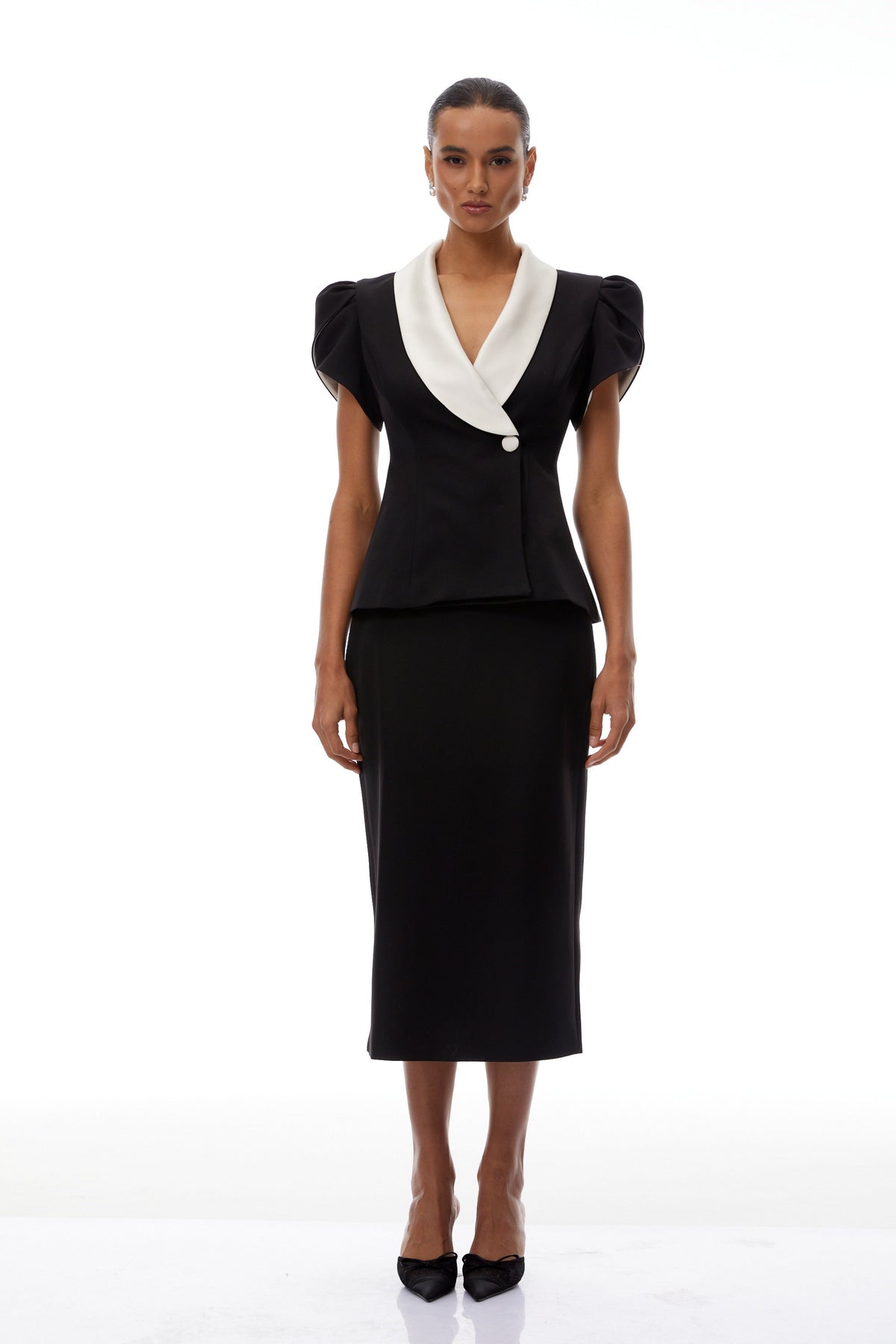 Acharya Color Block Blouse & Pencil Skirt Set