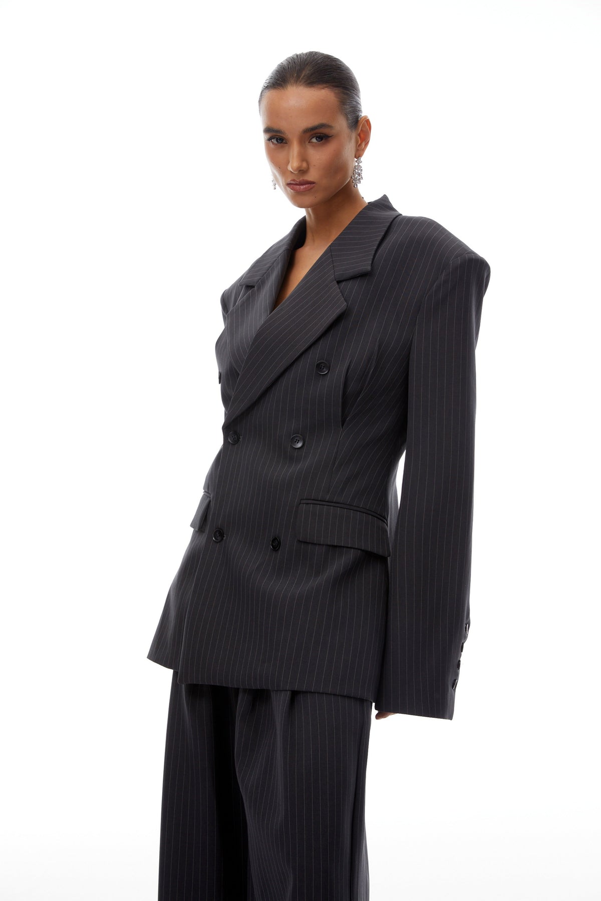 Giovanna Grey Pinstriped Blazer & Trousers Set (Final Sale)