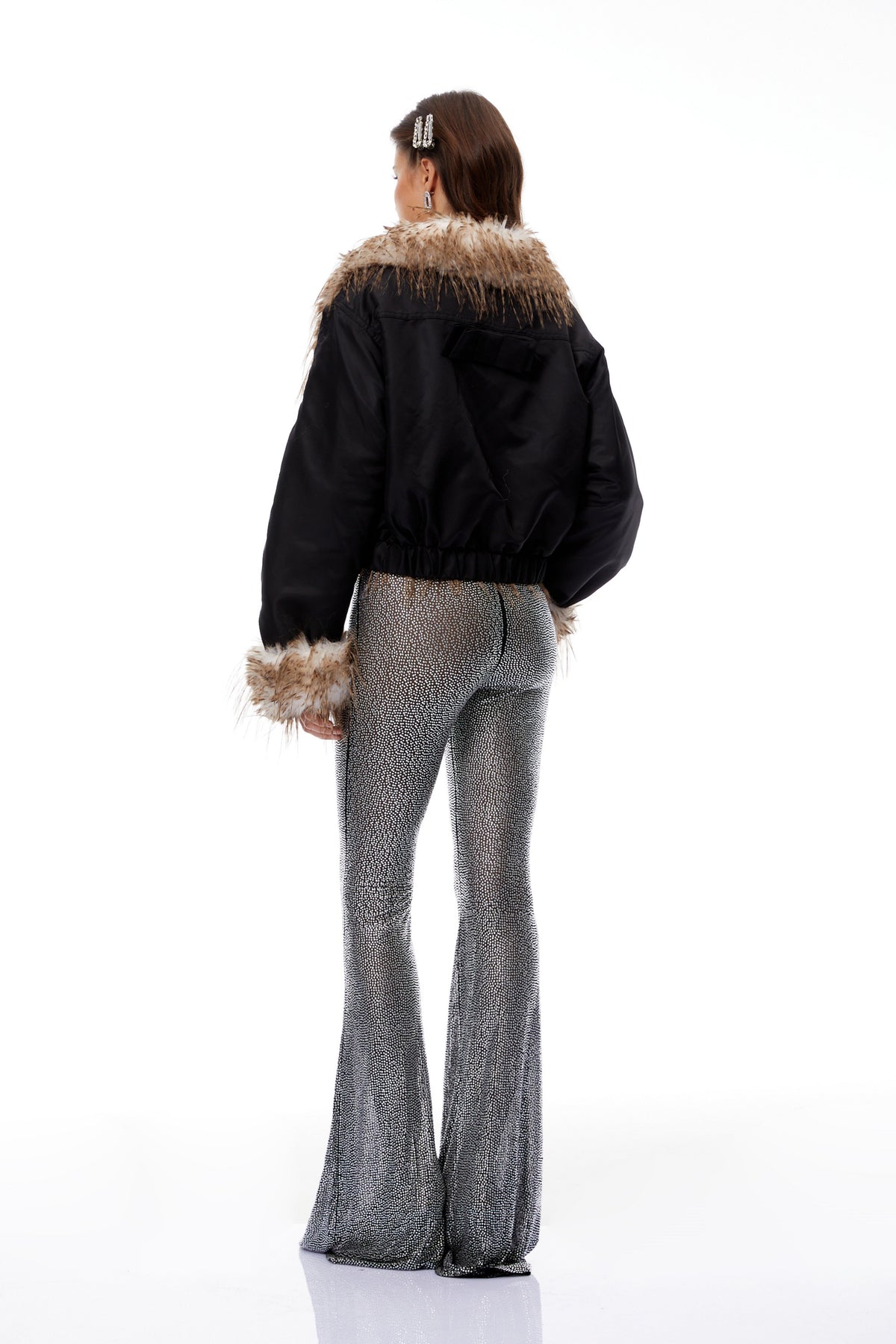 Vincenza Black Ombré Fur Panel Padded Jacket