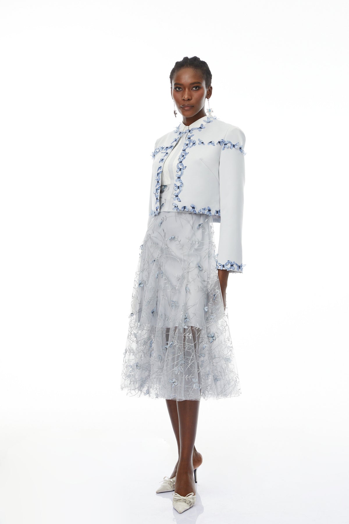 Neve Lavender Floral Appliqué Jacket & Dress Set