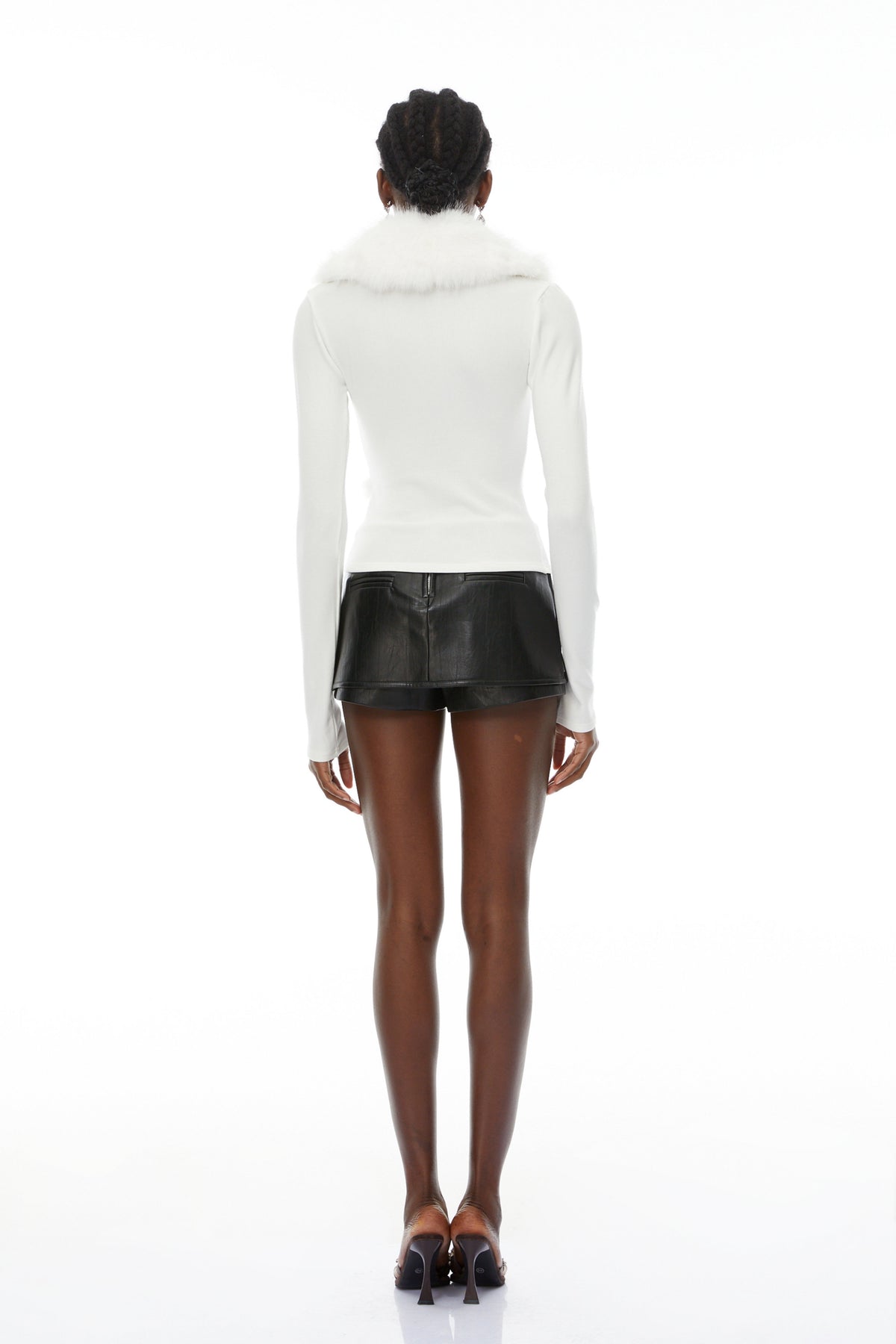 Marguerite White Fur Trim Top (Final Sale)