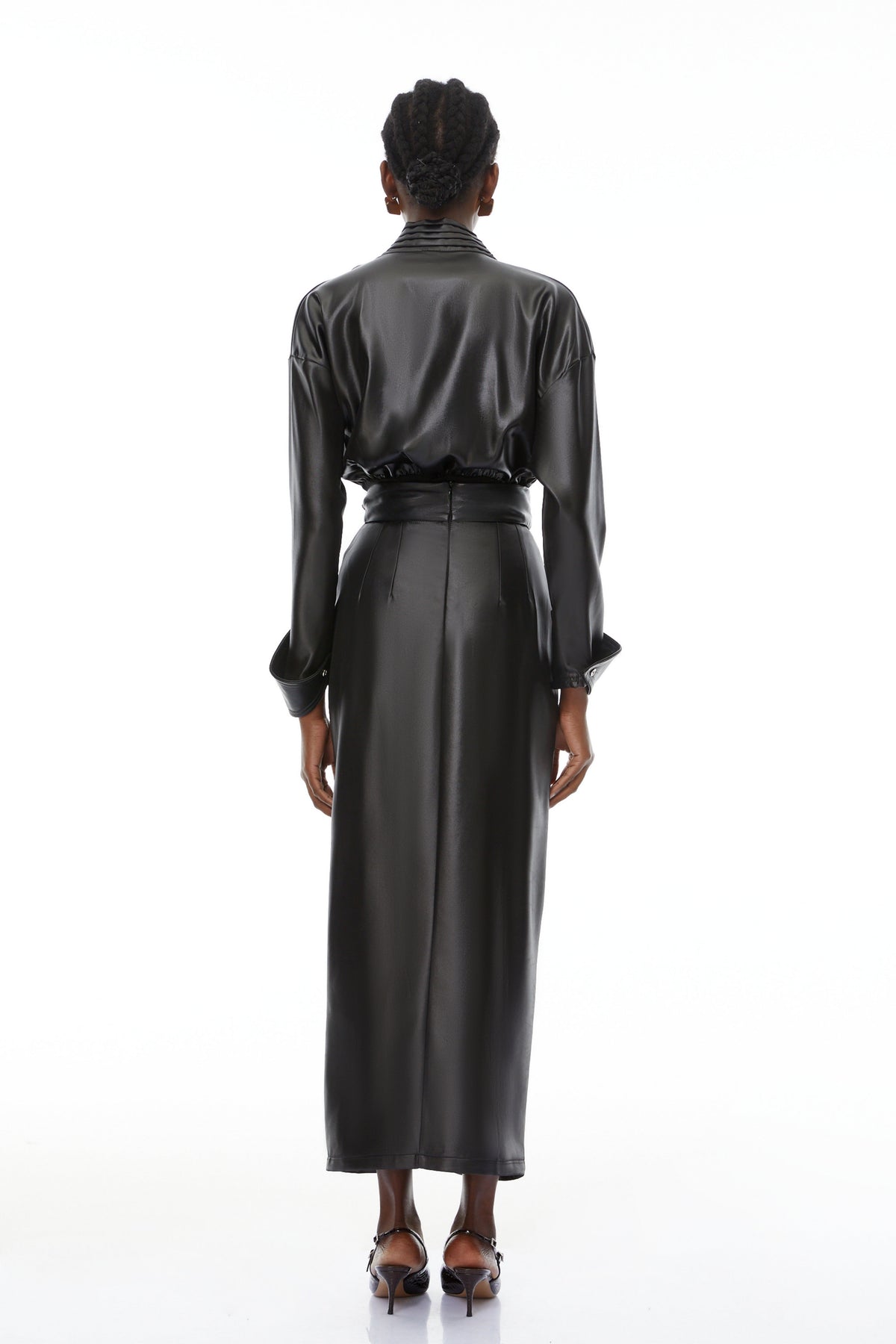 Rocío Black Leather Bodysuit & Skirt Set (Final Sale-US Only)
