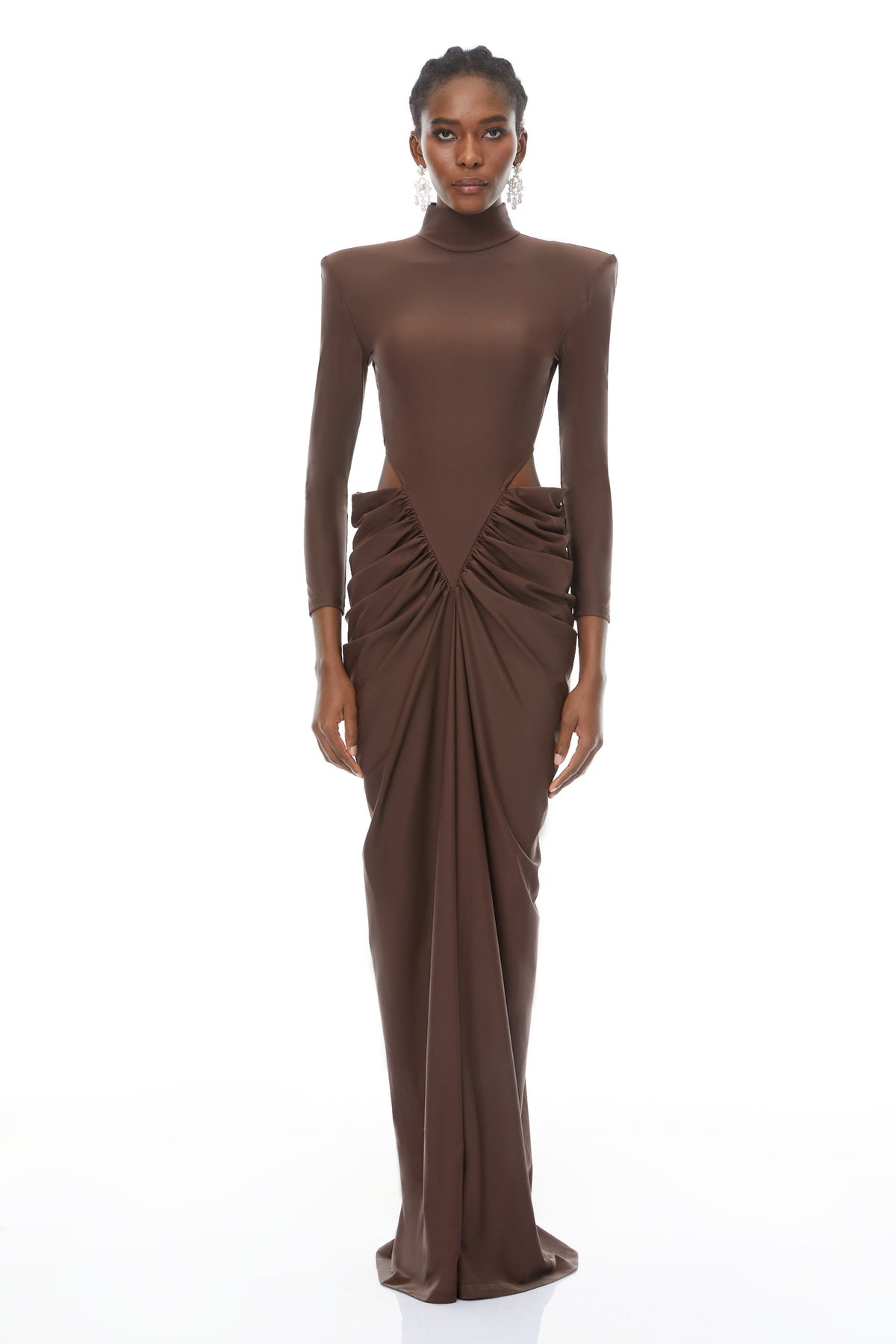 Arlene Brown Cut Out Ruched Maxi Dress (Final Sale)