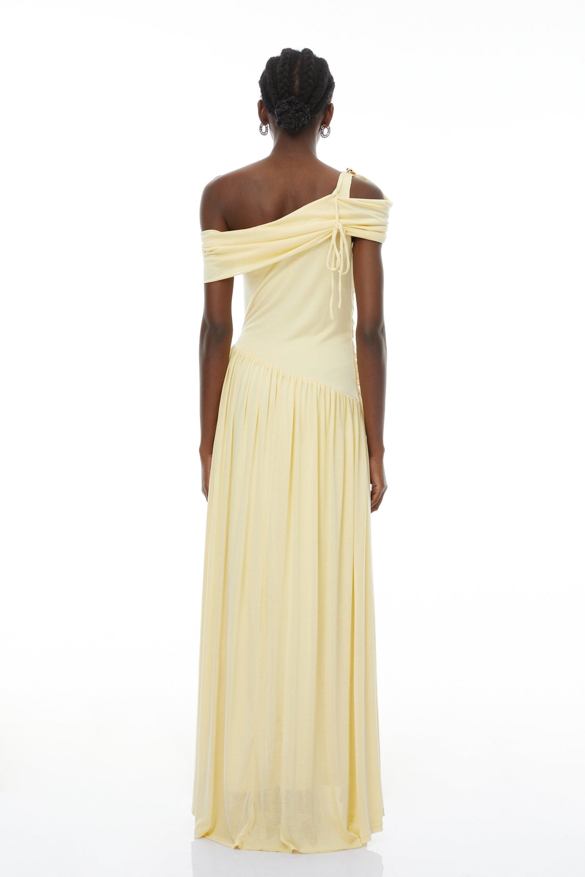 Sigrun Yellow Asymmetrical Gathered Maxi Dress (Final Sale-US Only)