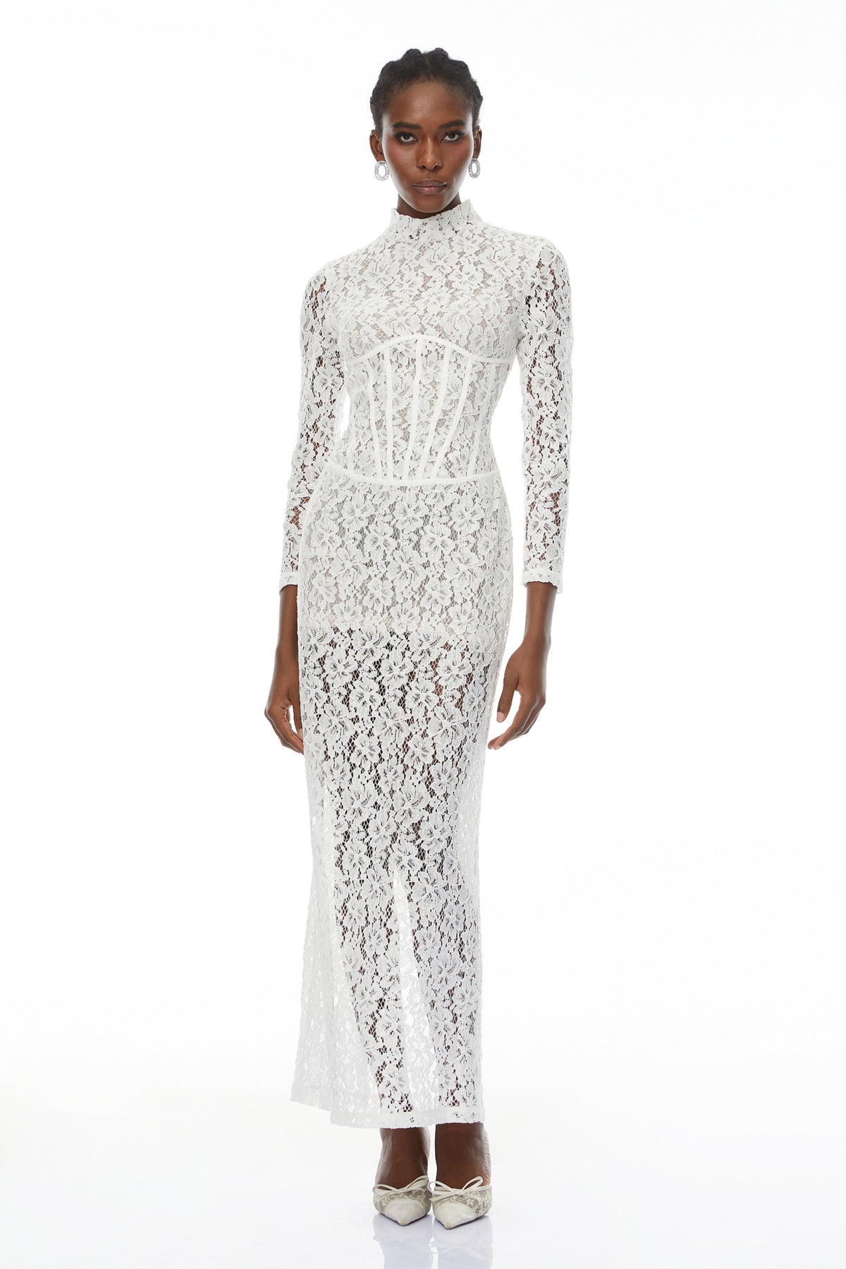 Darlene White Floral Lace Cut Out Maxi Dress (Final Sale-US Only)