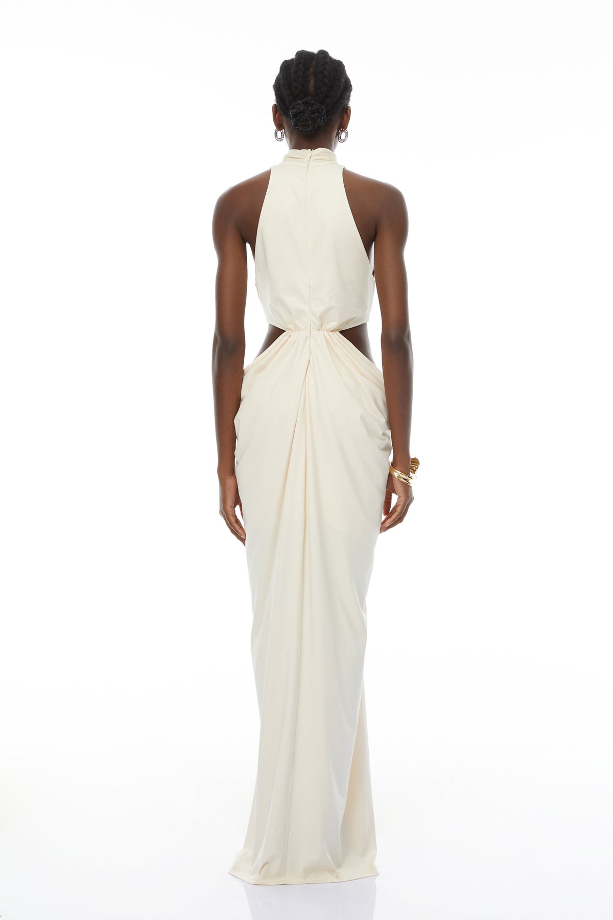 Joaquín Neutral Braid Detail Ruched Dress Maxi (Final Sale-US Only)