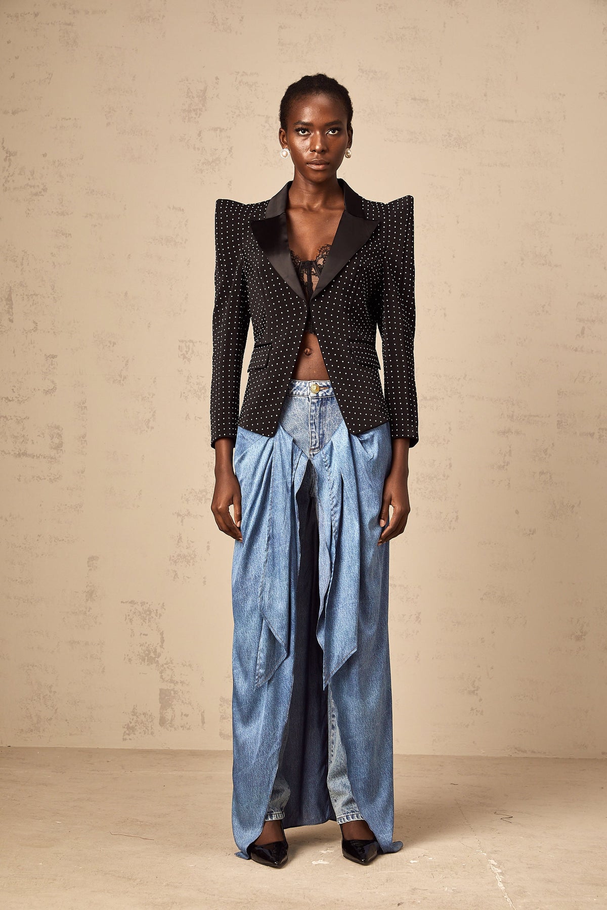 Dorothée black polka-dot blazer
