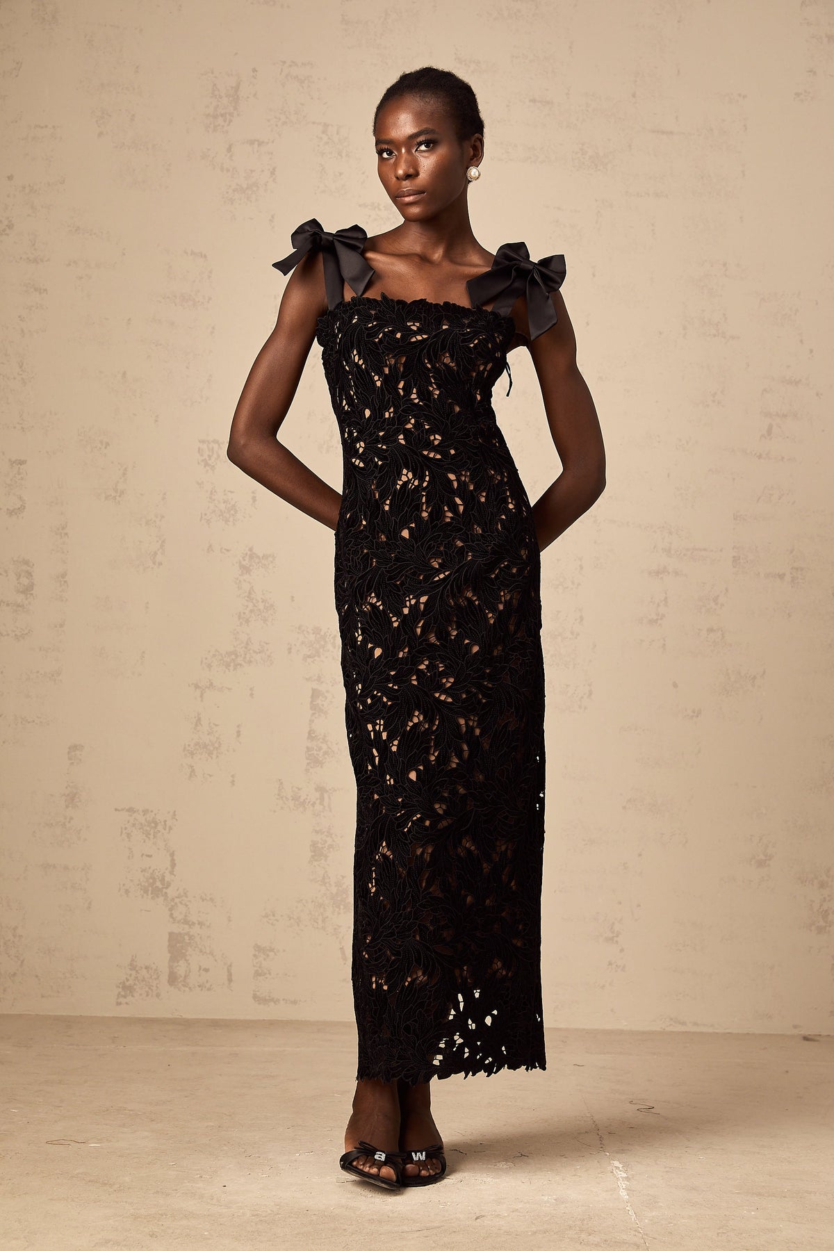 Eloise black floral embroidered maxi dress (Final Sale-US Only)