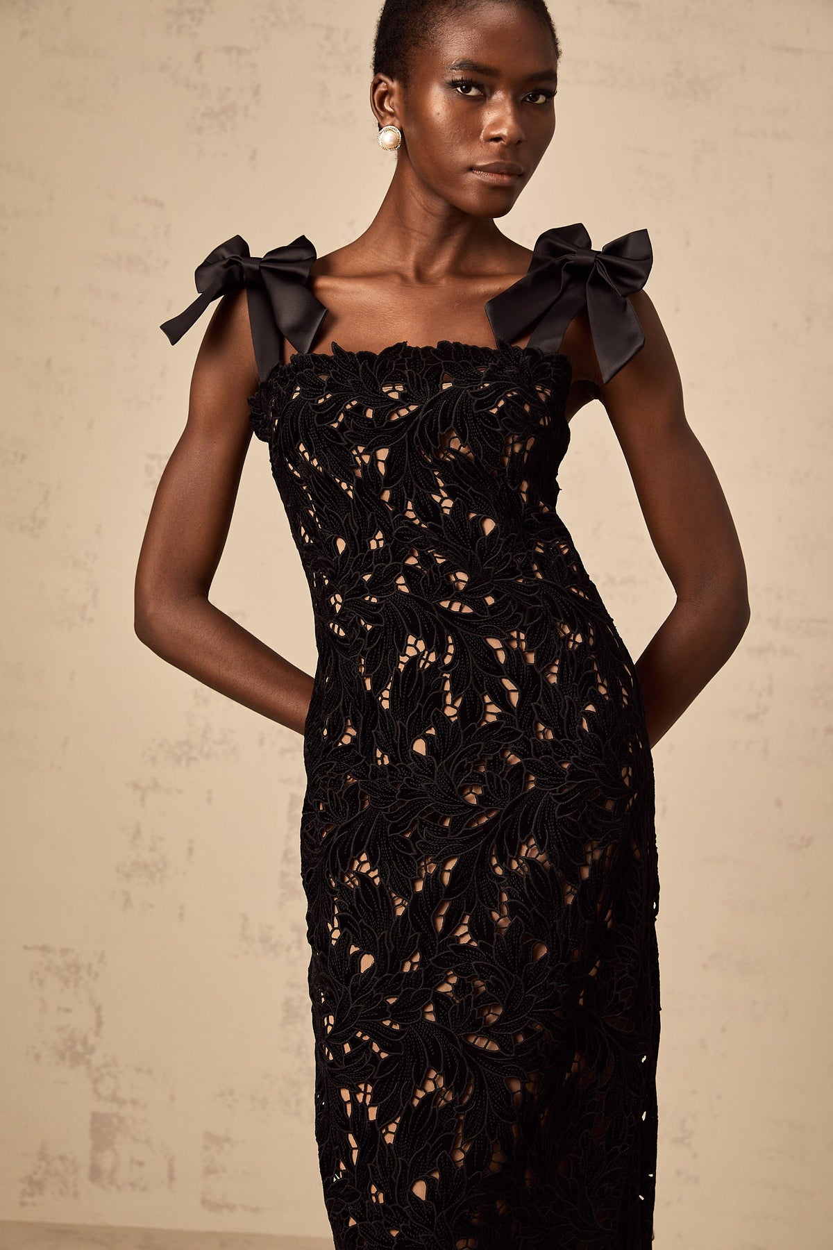 Eloise black floral embroidered maxi dress (Final Sale-US Only)