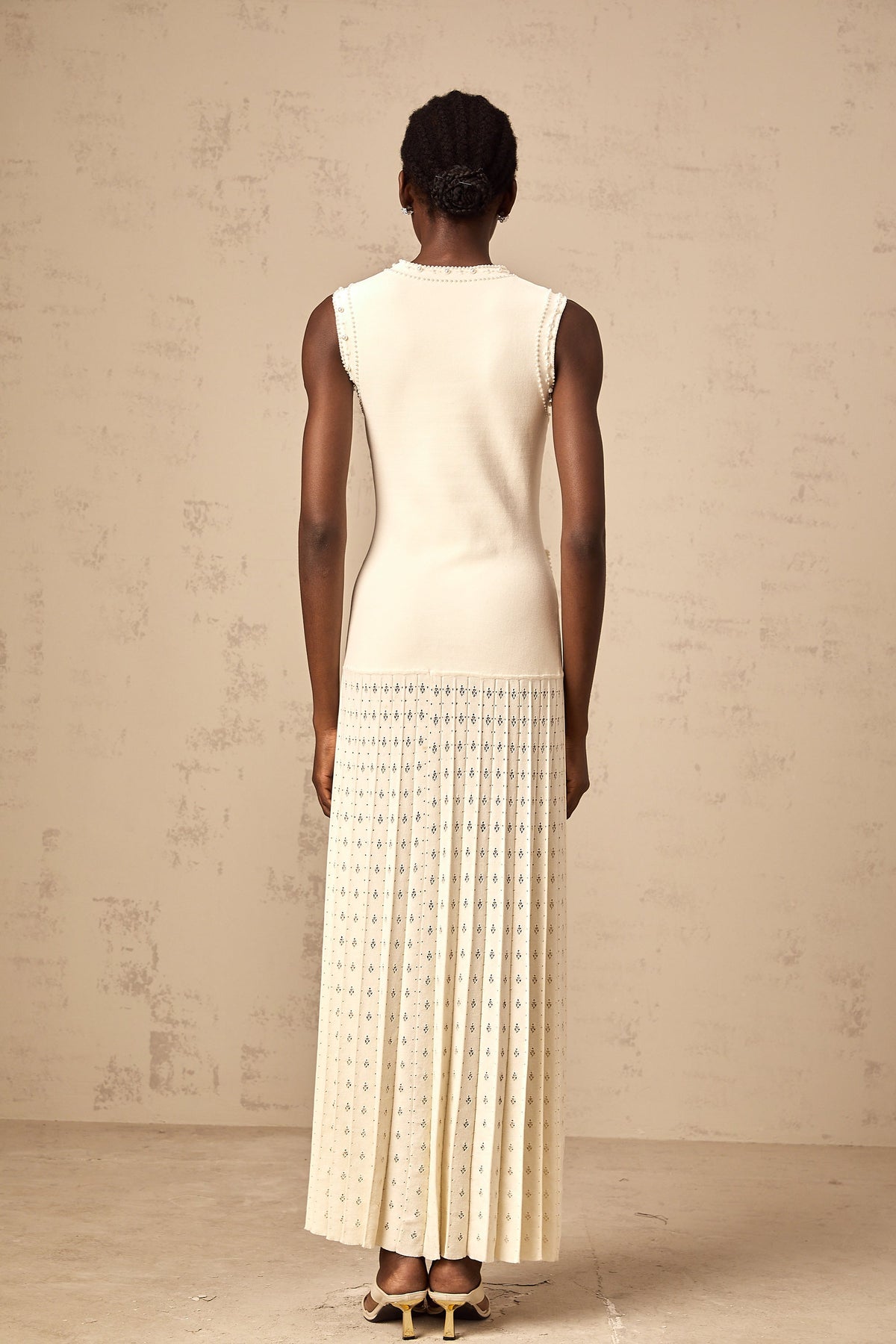 Donatienne white faux-pearl knitted maxi dress (Final Sale-US Only)