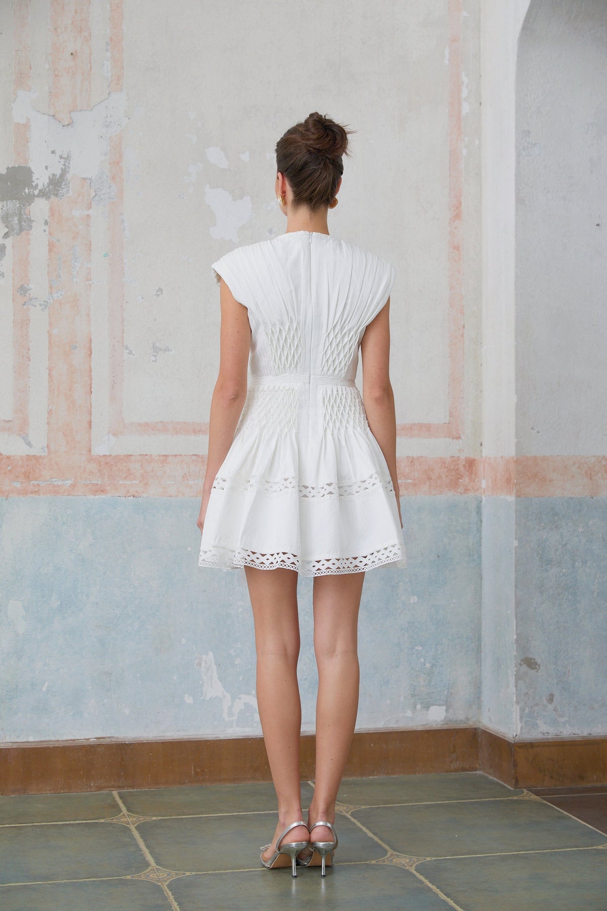 Anaïs cut-out faux-pearl embellished mini dress