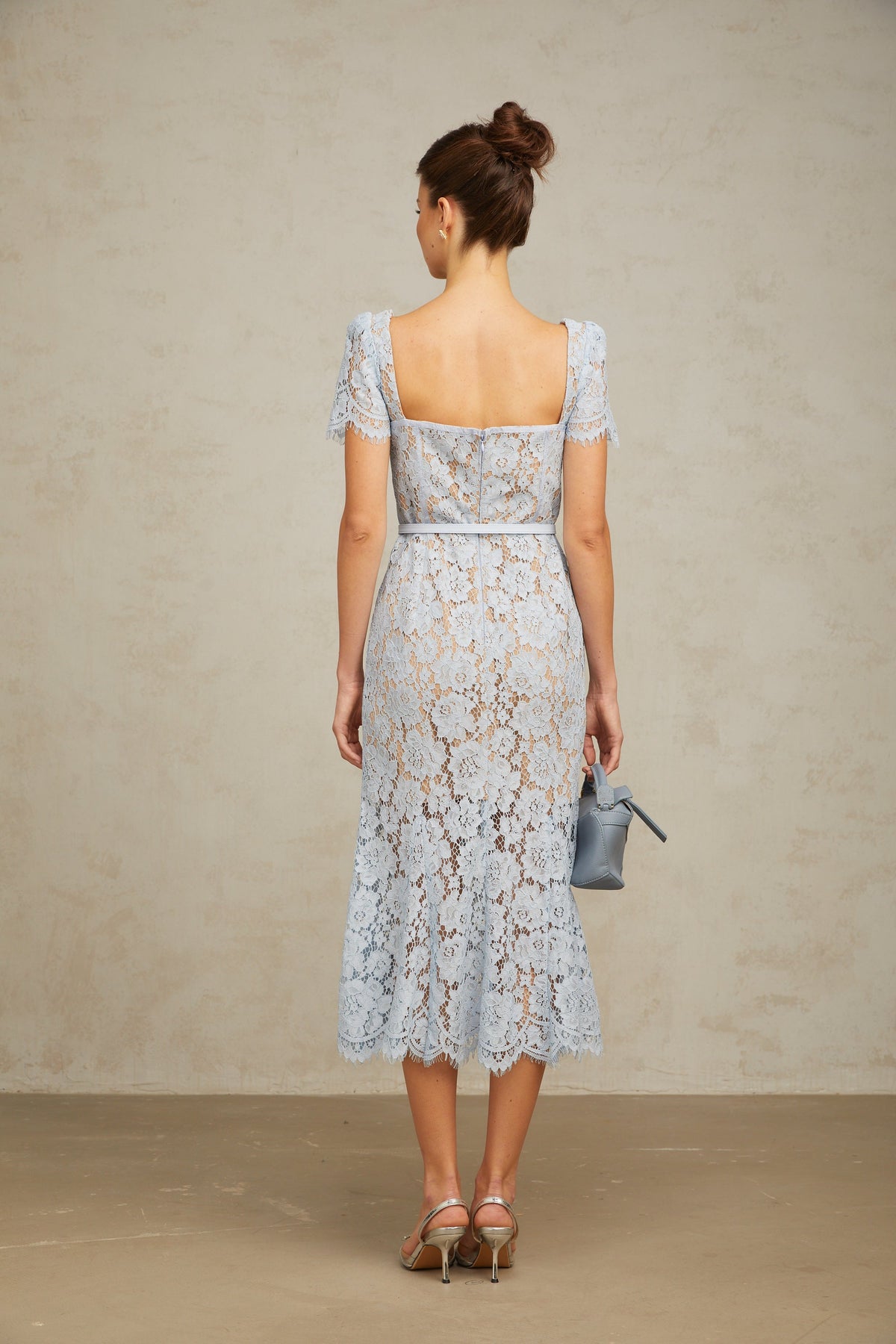 Audrey blue floral-lace boned midi dress (Final Sale-US Only)