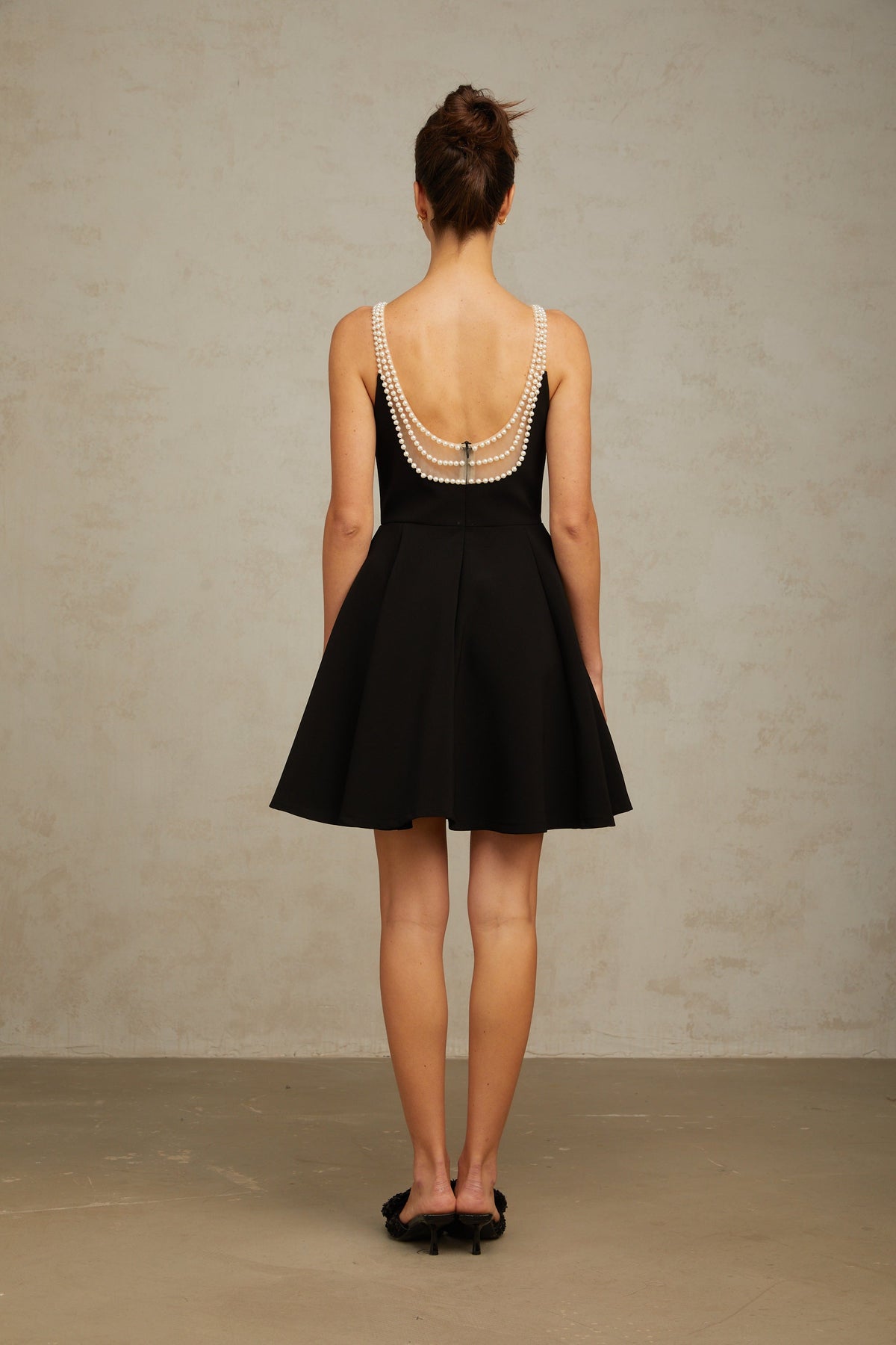 Danaé black faux-pearl-embellished mini dress (Final Sale)