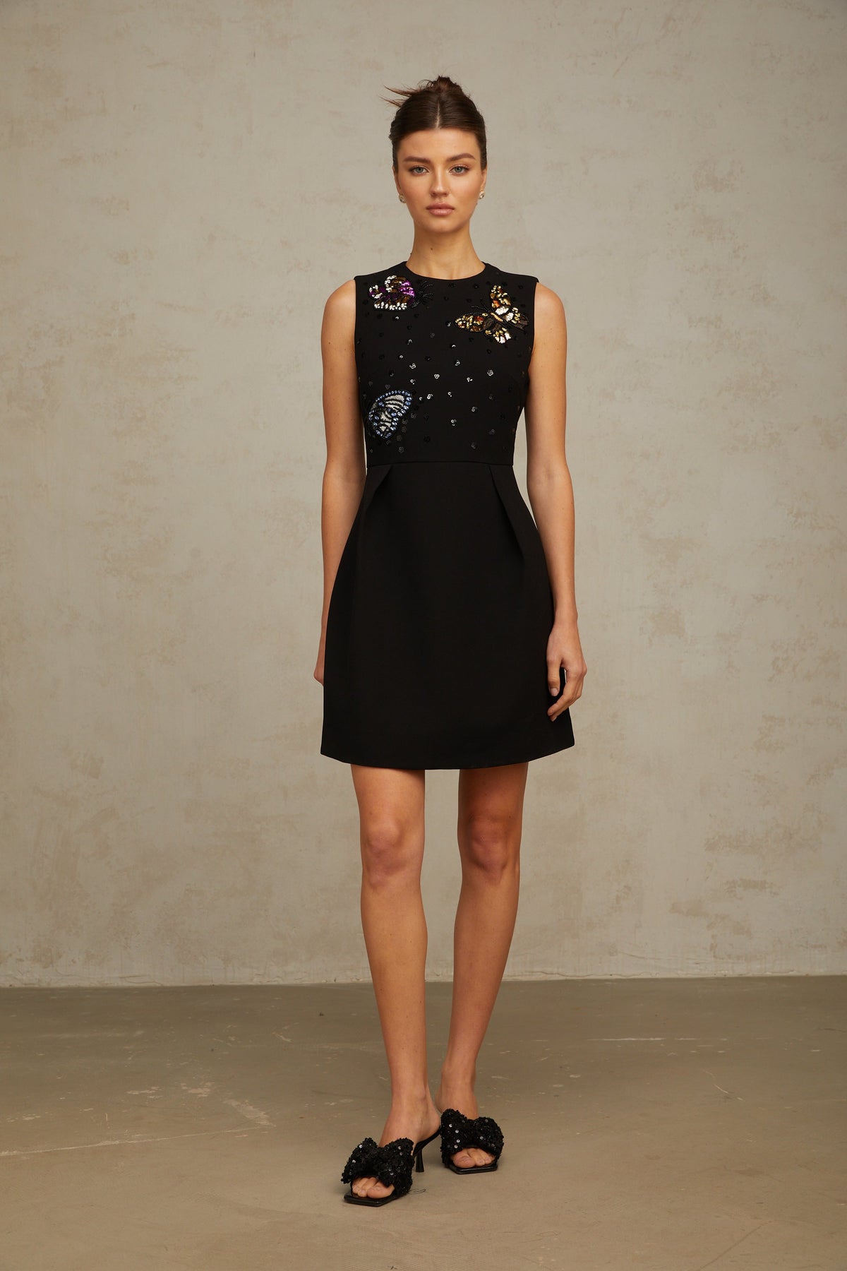 Manon black sequined butterfly mini dress
