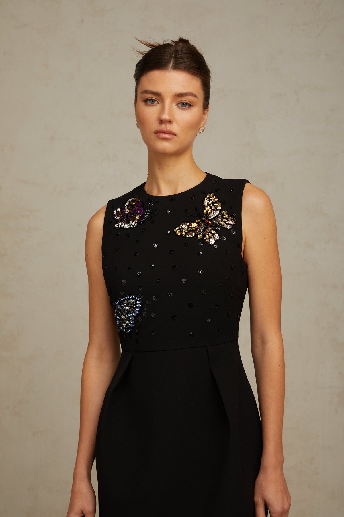 Manon black sequined butterfly mini dress