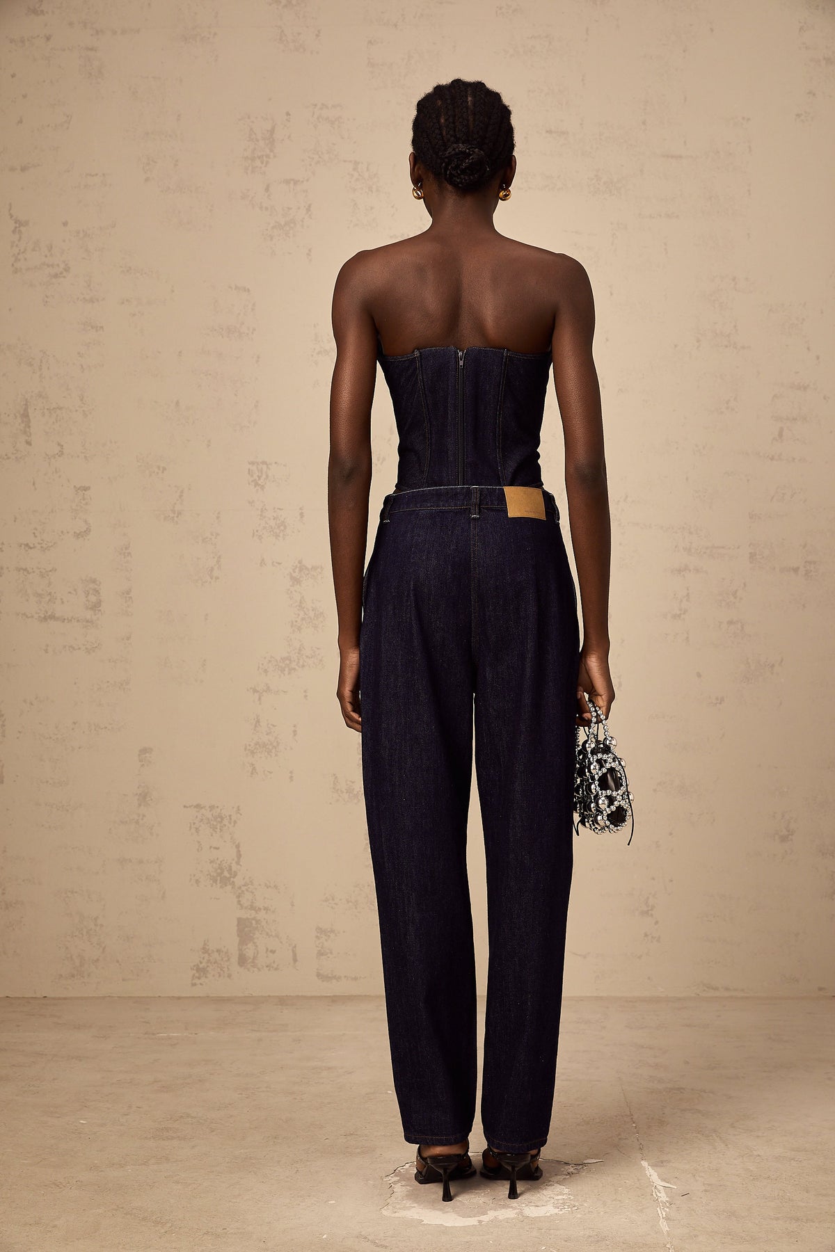Kléber dark-blue off-shoulder denim top
