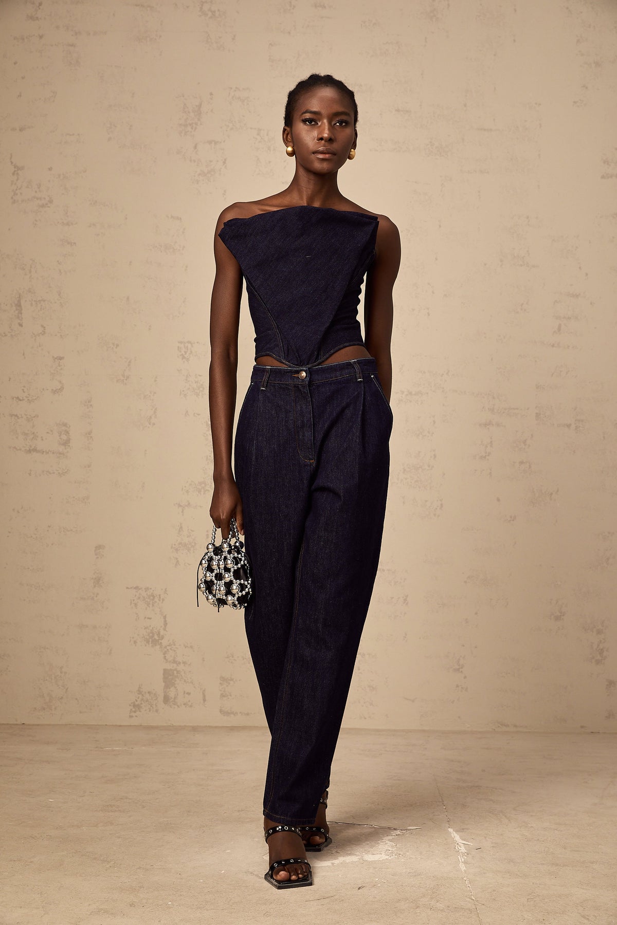 Danaé blue high-rise pleated-detail jeans