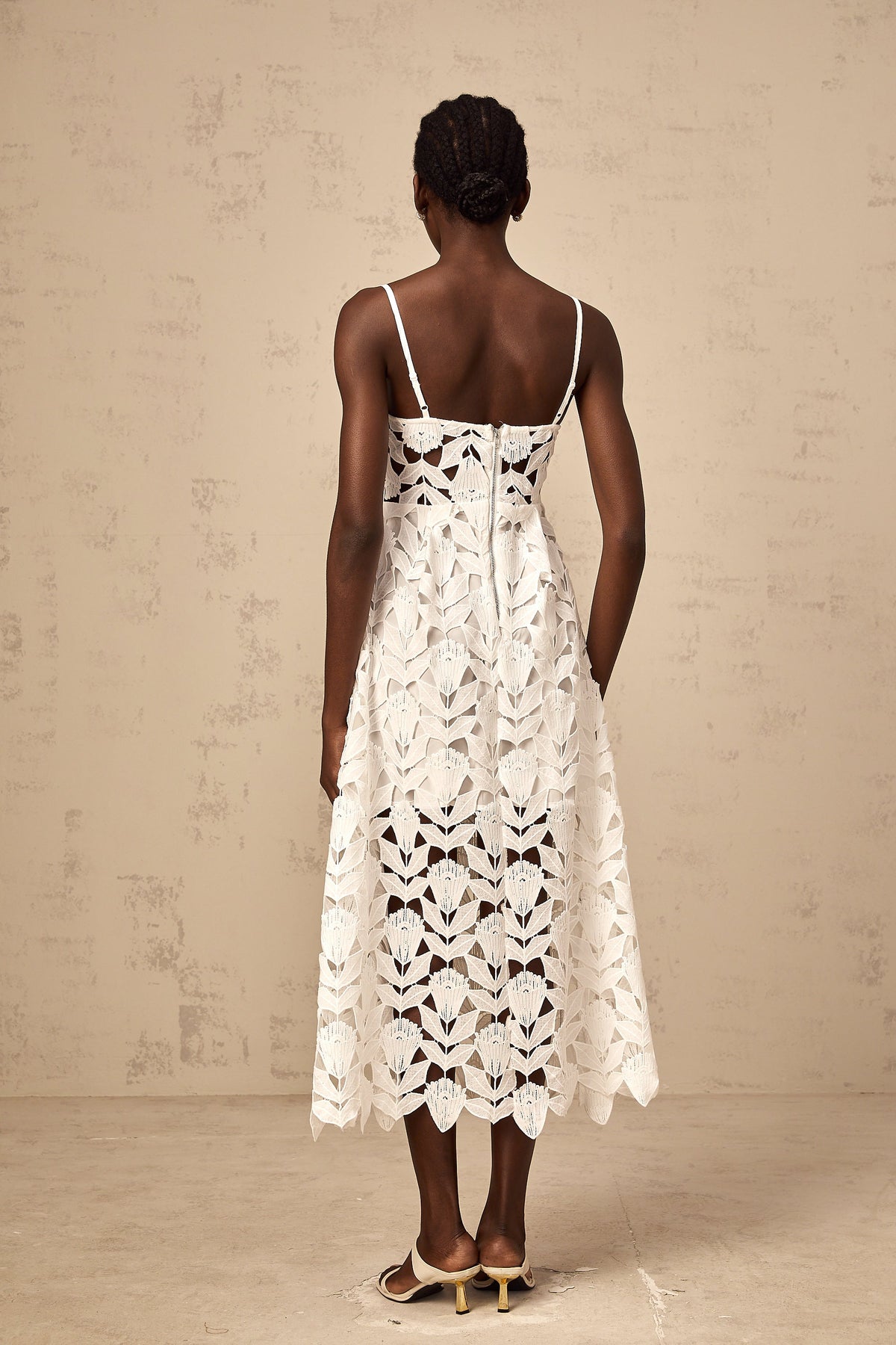 Delphine white cut-out lace midi dress (Final Sale-US Only)