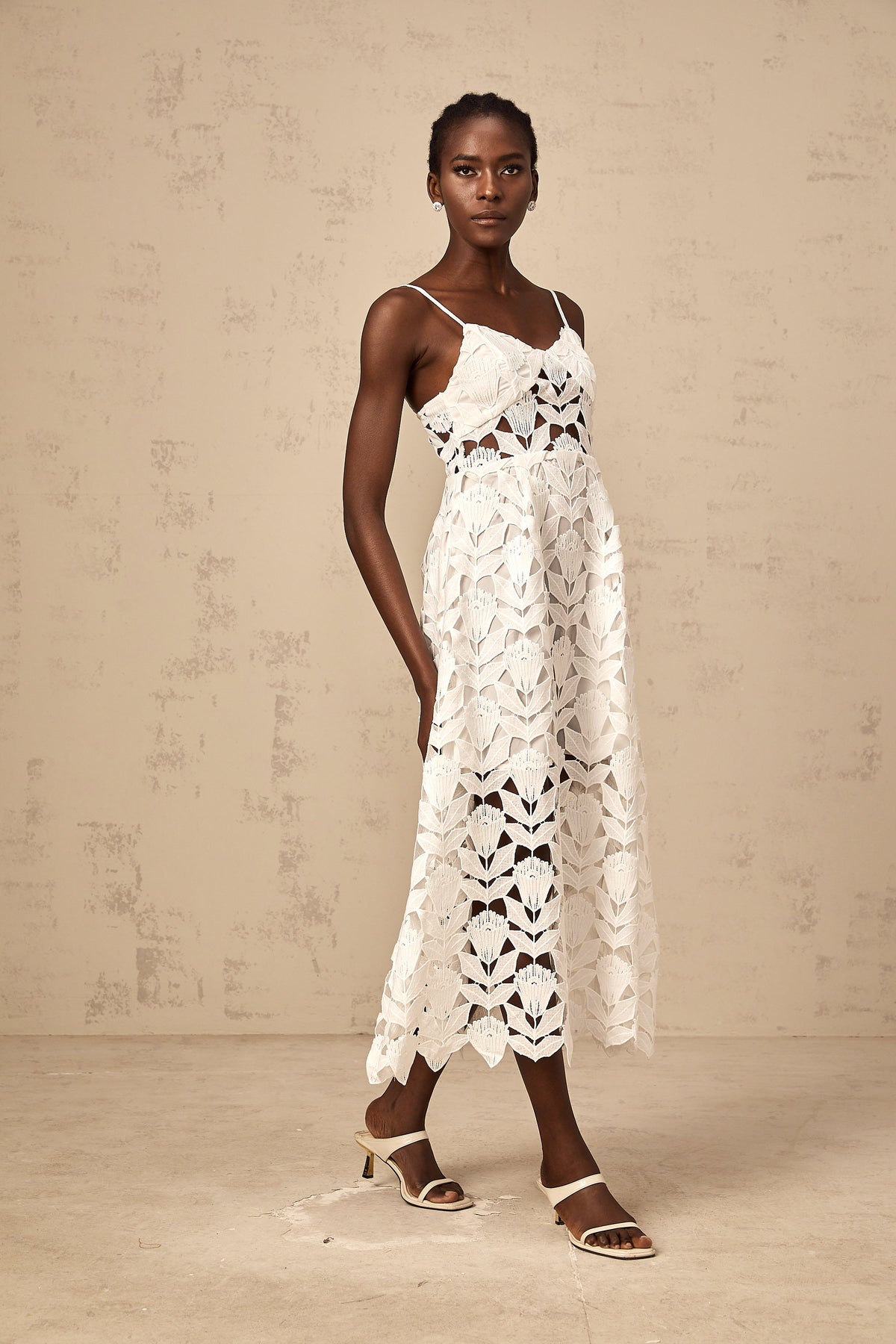 Delphine white cut-out lace midi dress (Final Sale-US Only)