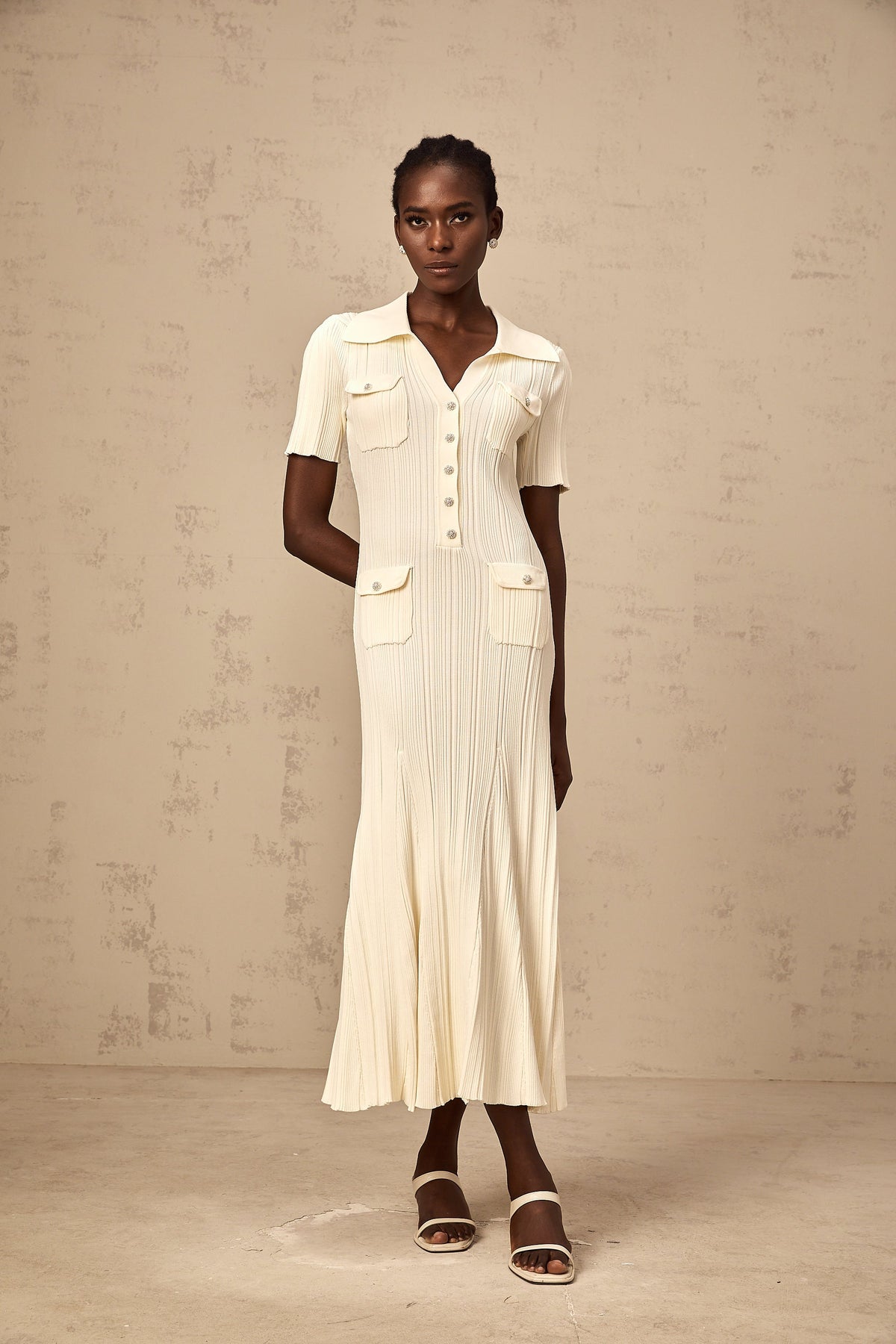 Nouria neutrals ribbed-knit midi dress (Final Sale-US Only)