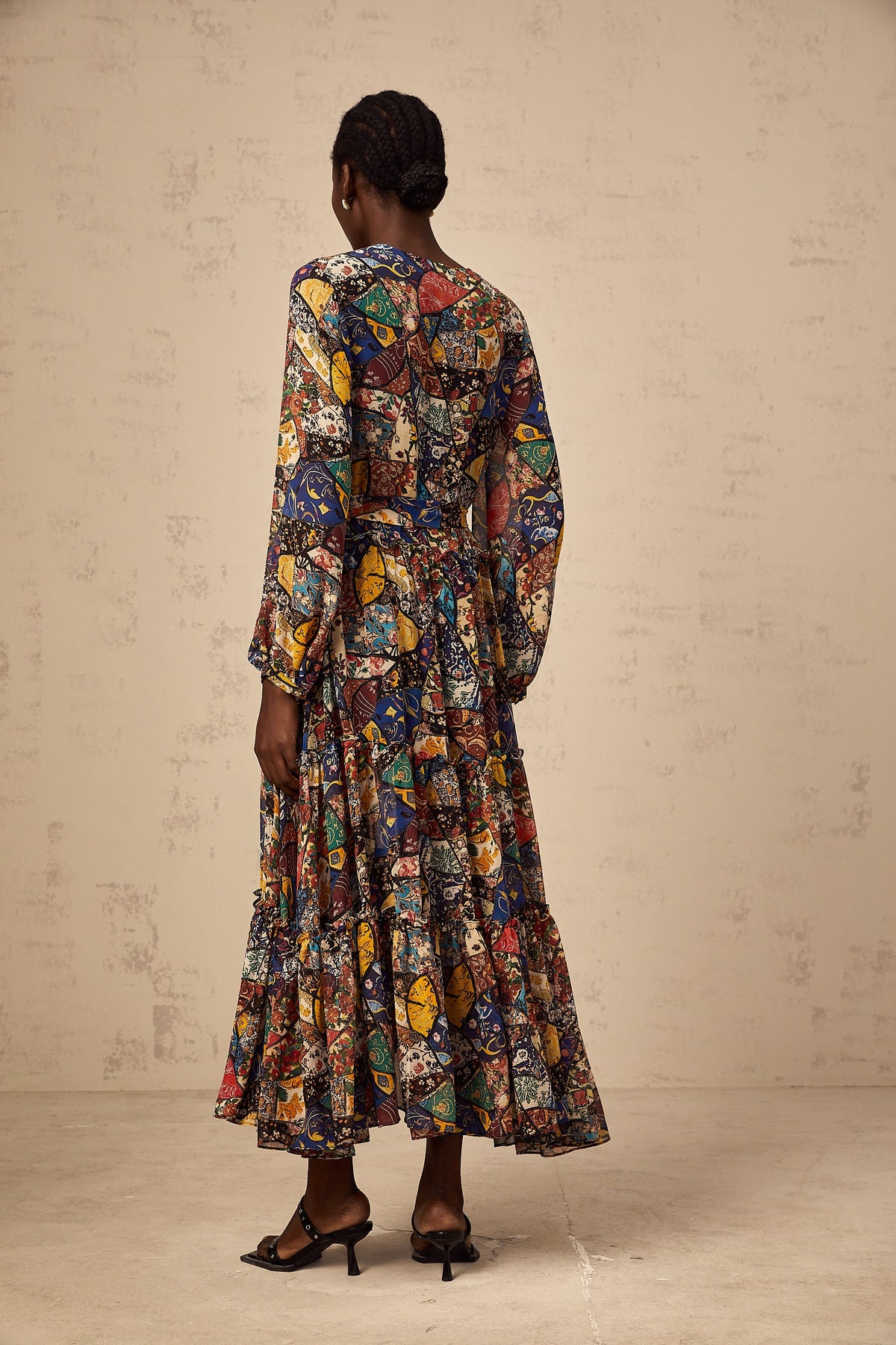 Diane brown bohemian shirring midi dress
