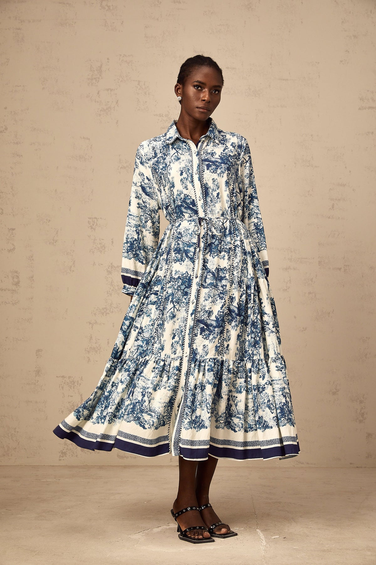 Adélaïde graphic-print midi dress in Blue (Final Sale-US Only)
