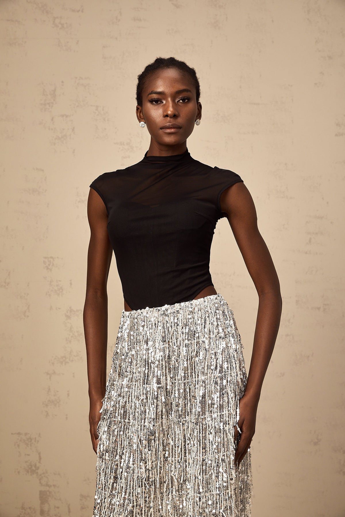 Virginie two-tone corset-style top & skirt matching set