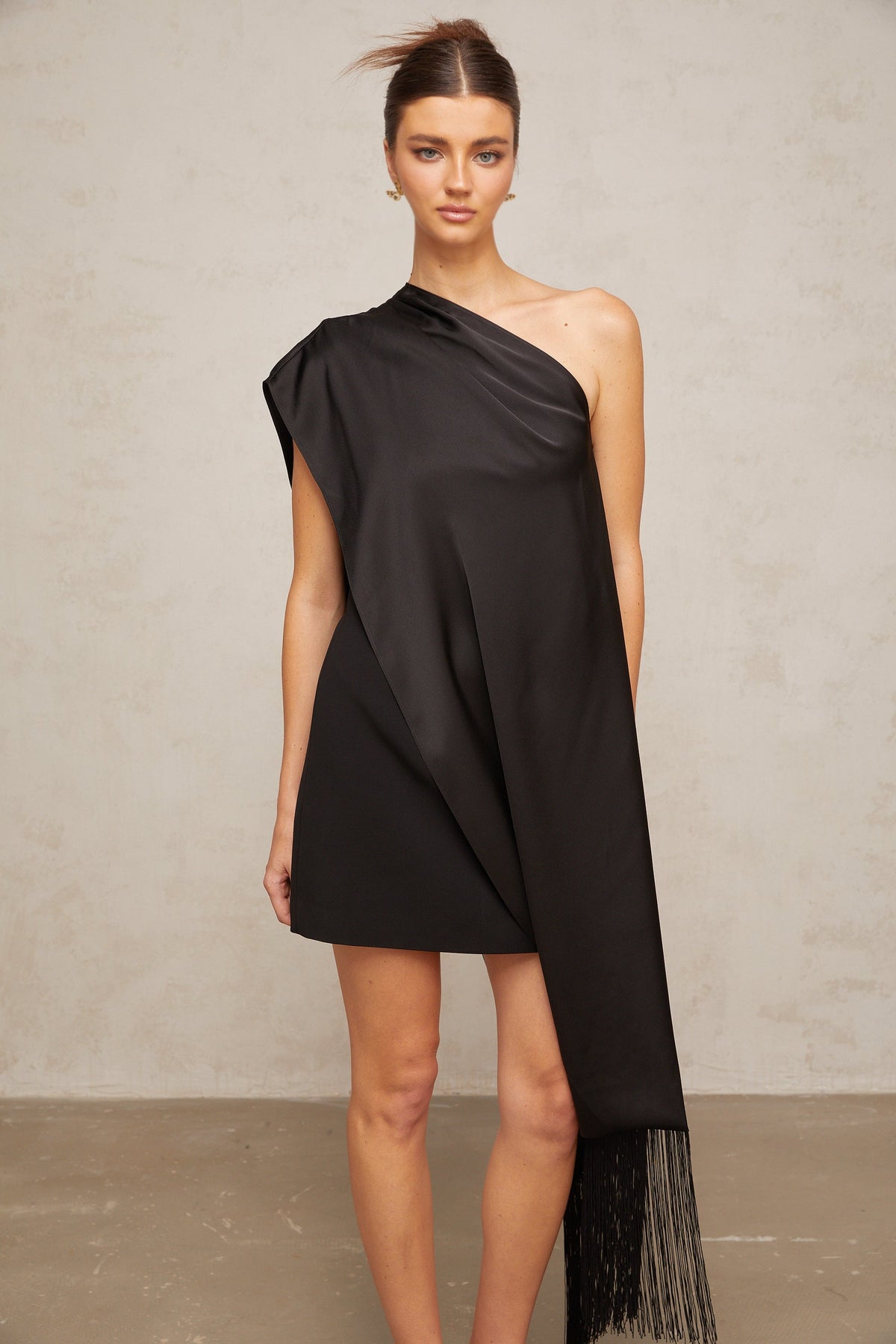 Valentine black one-shoulder mini dress (Final Sale-US Only)