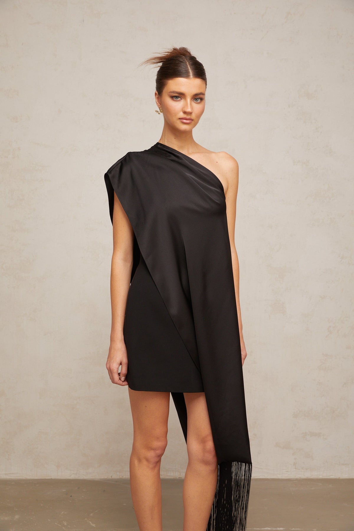 Valentine black one-shoulder mini dress (Final Sale-US Only)