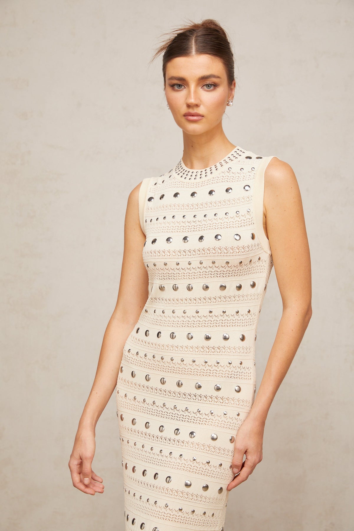 Chloé studded crochet-knit maxi dress in Neutrals (Final Sale)