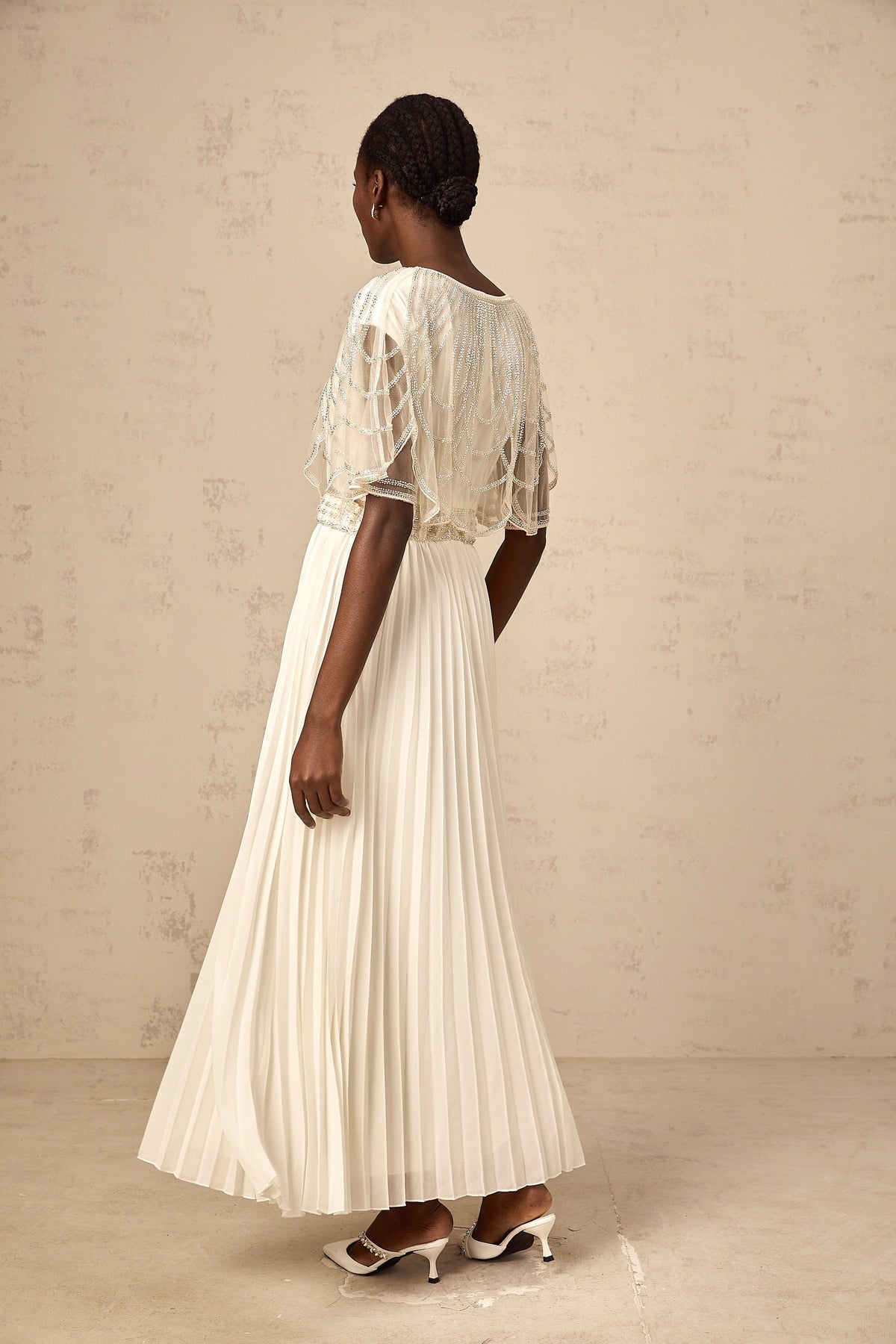 Xénia white crystal-embellished pleated maxi dress (Final Sale-US Only)
