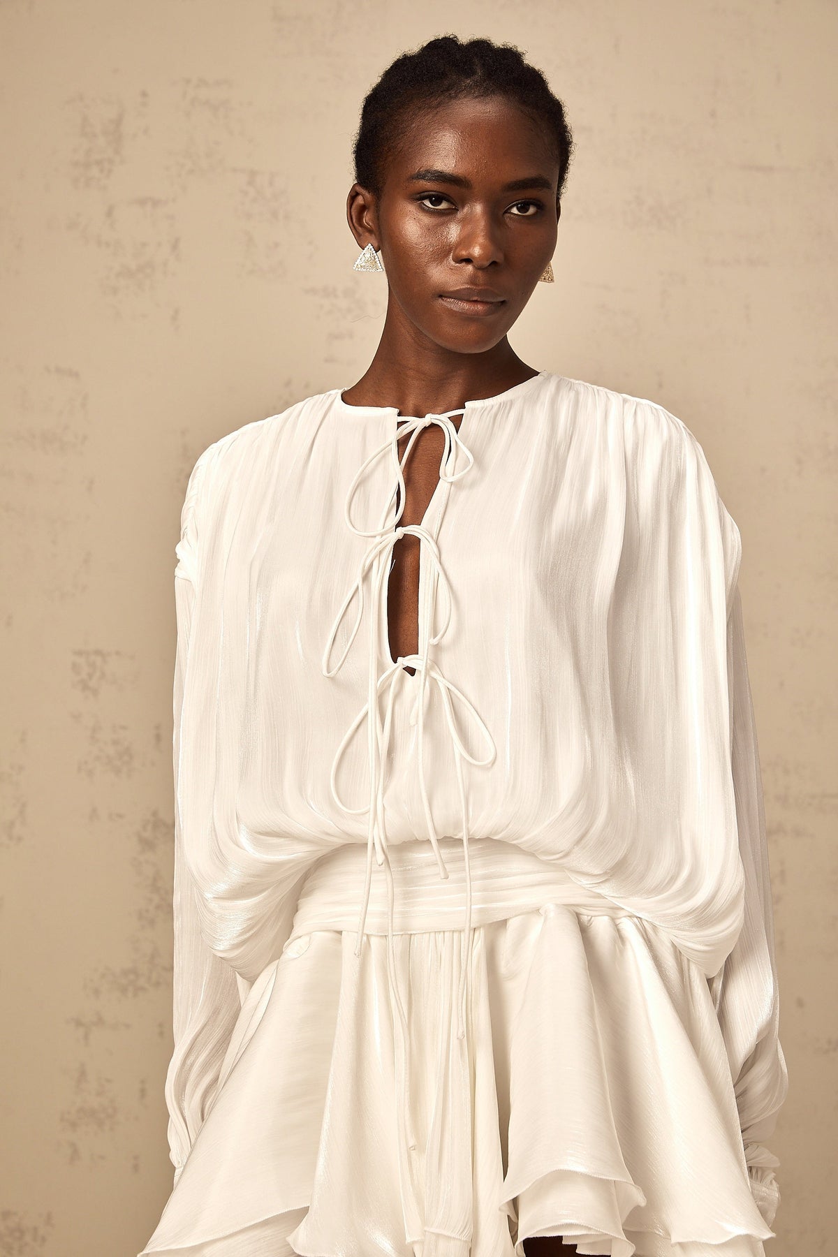 Mahault white pleated glitter-effect mini dress (Final Sale-US Only)