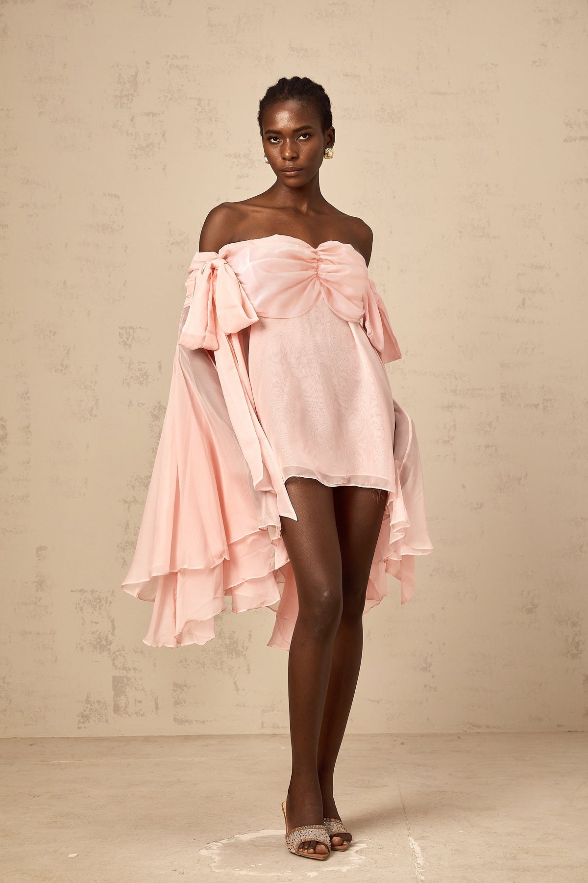 Avril pink bow draped slip mini dress (Final Sale-US Only)