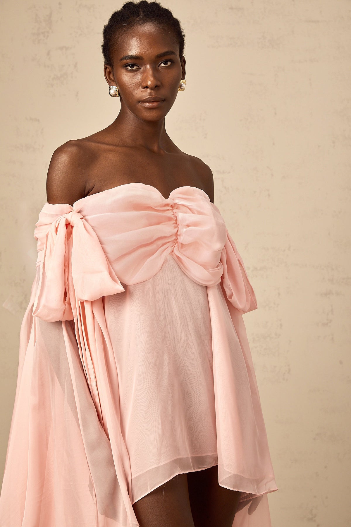 Avril pink bow draped slip mini dress (Final Sale-US Only)
