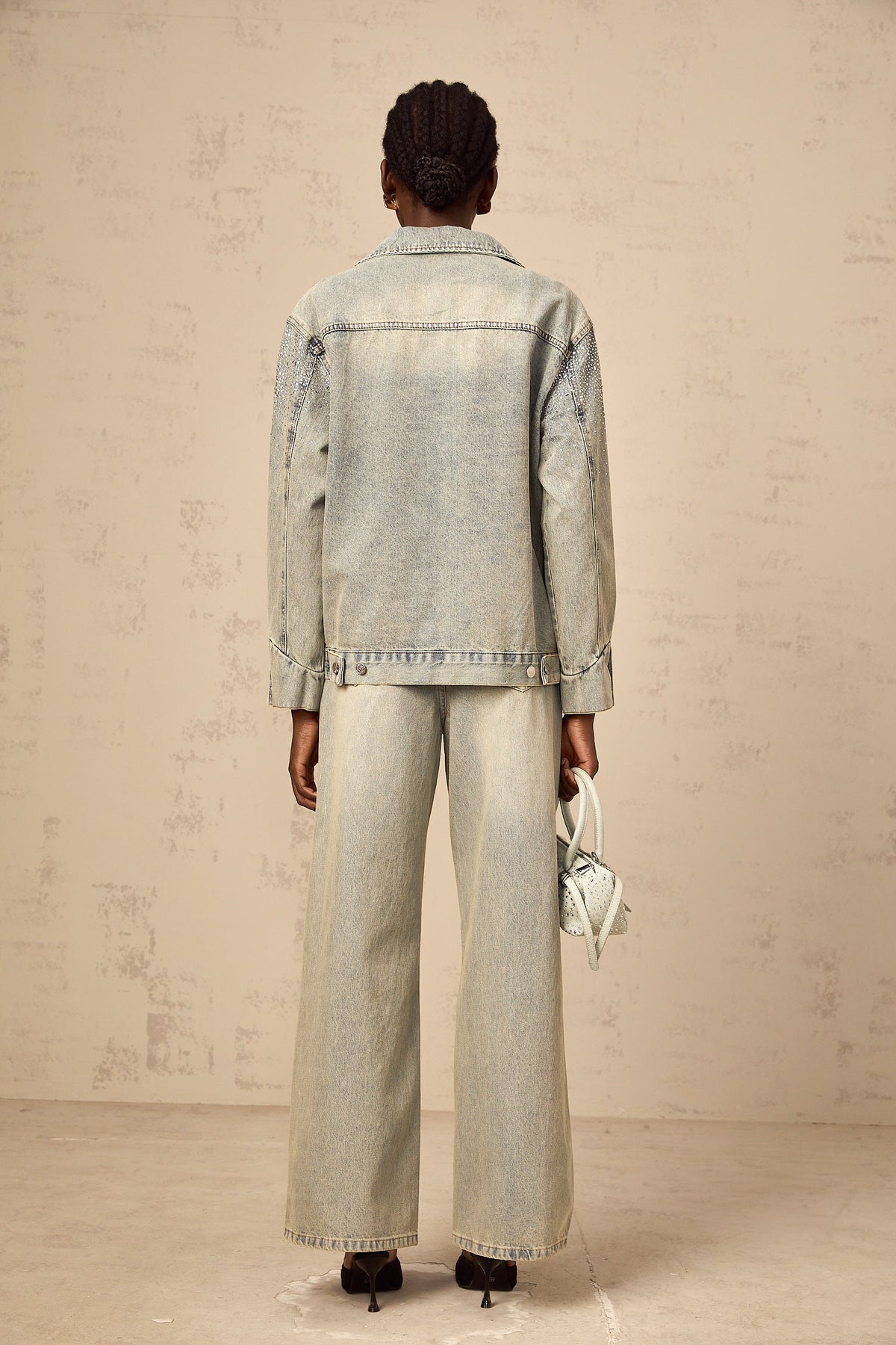 Irina light-blue rhinestone denim jacket