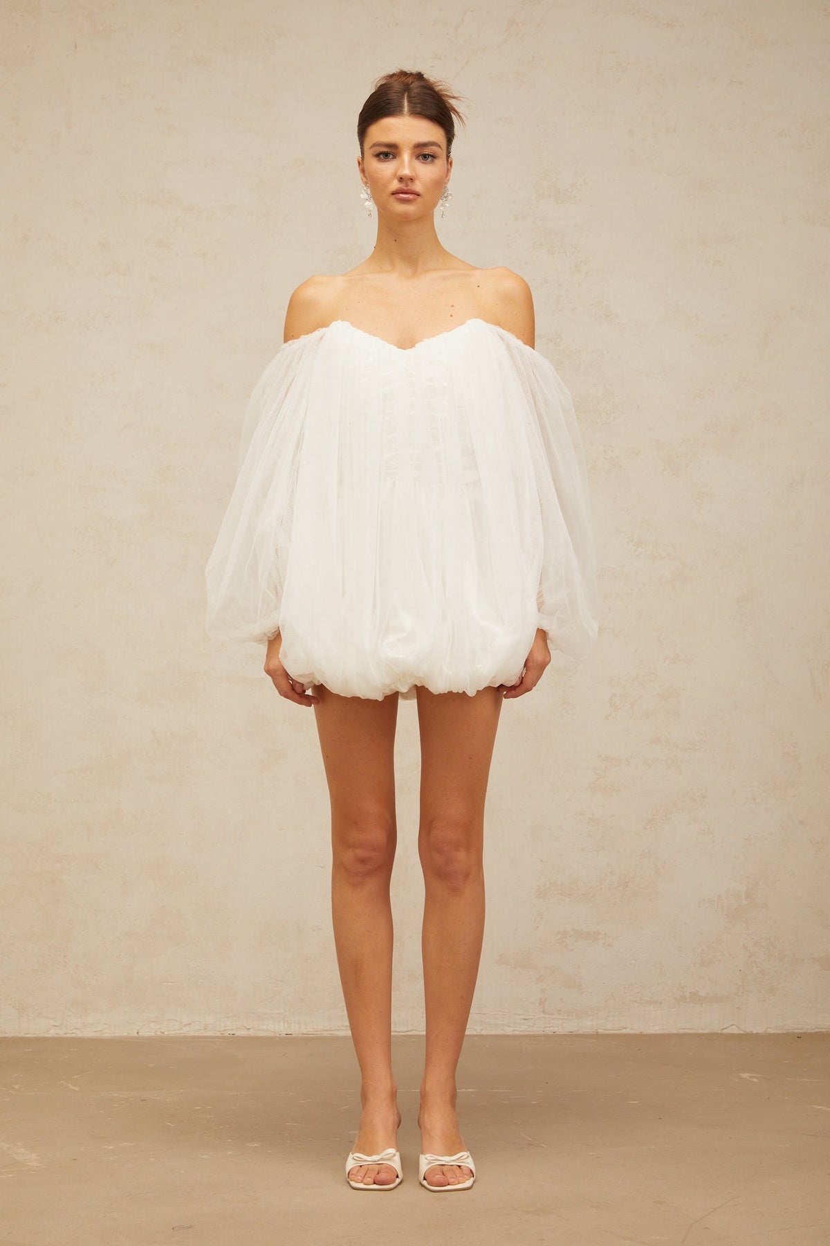 Avril layered bubble tulle mini dress in White (Final Sale-US Only)