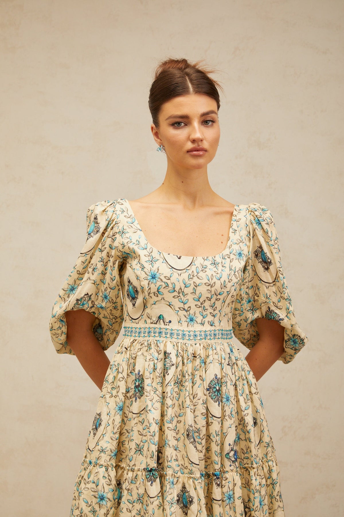 Odette neutrals floral-print pleated mini dress (Final Sale-US Only)