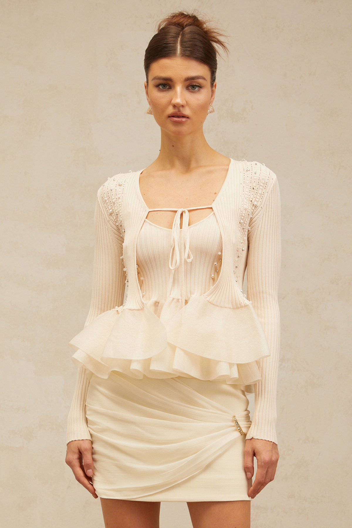 Blanche neutrals peplum knitted cardigan