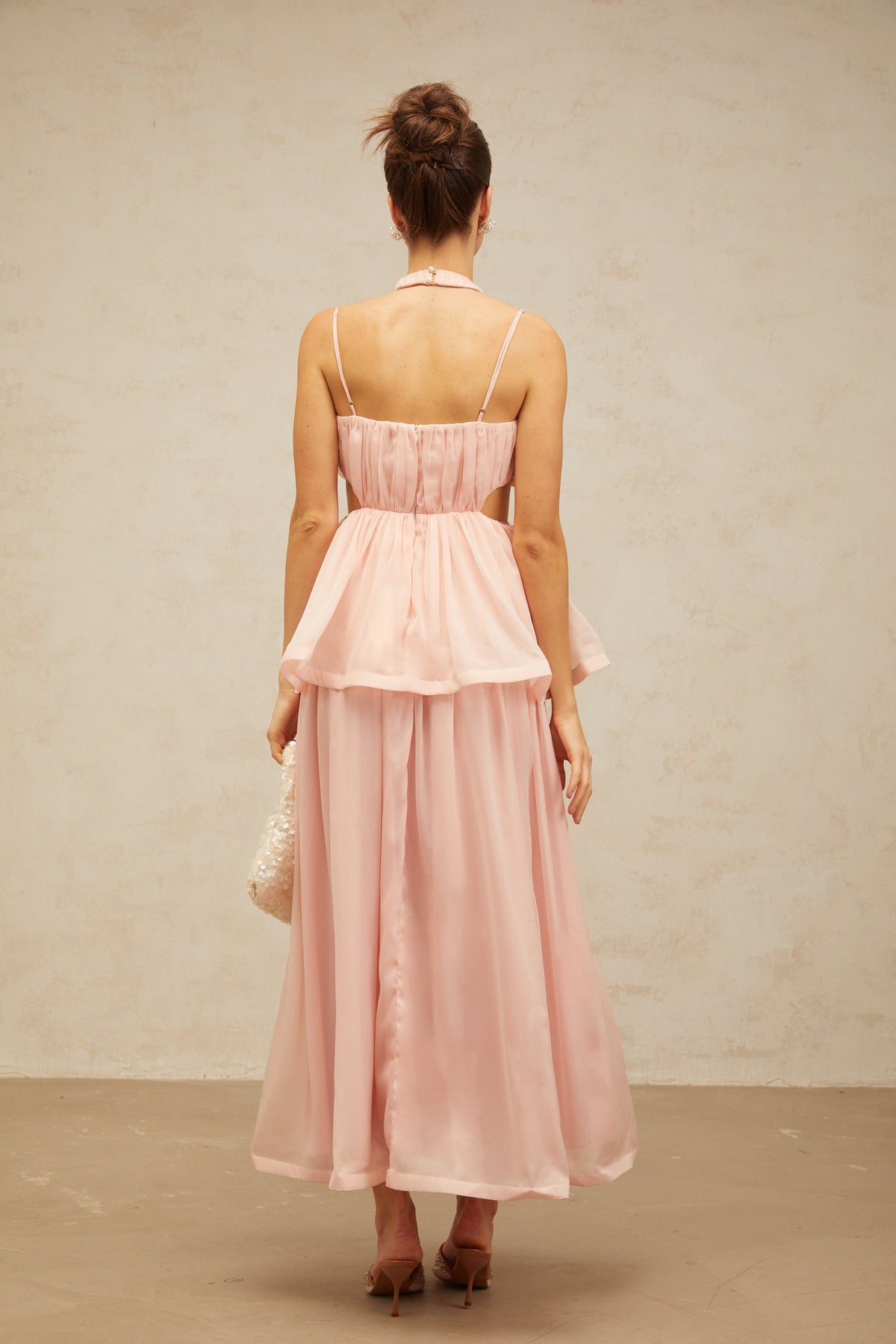 Danaé pink cut-out floral-appliqué maxi dress (Final Sale-US Only)