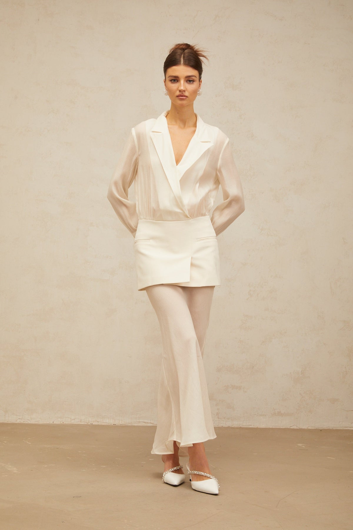 Gisèle white panelled semi-sheer maxi dress (Final Sale)