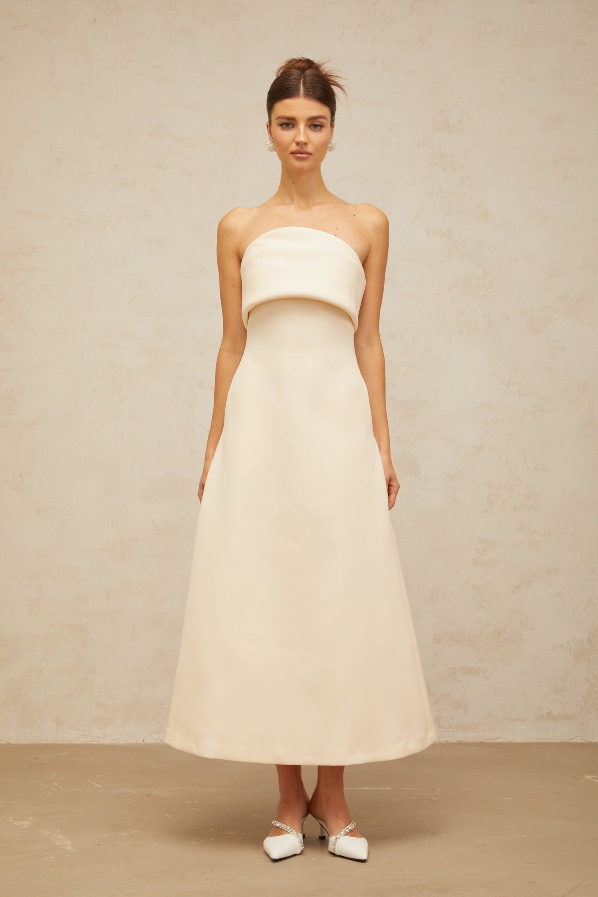 Raphaëlle white folded corset midi dress (Final Sale-US Only)