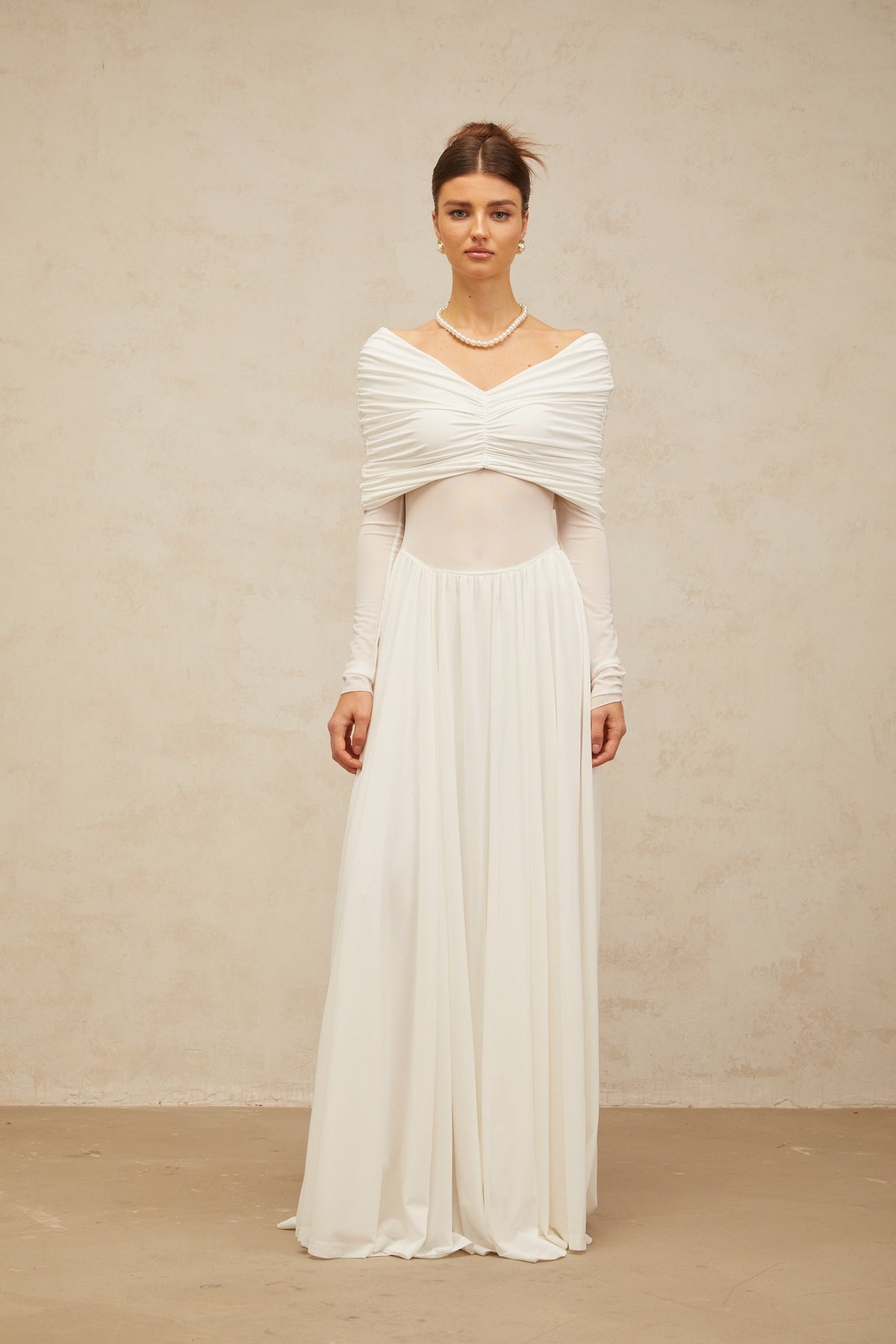 Vérane white draped-detail ruched maxi dress (Final Sale-US Only)